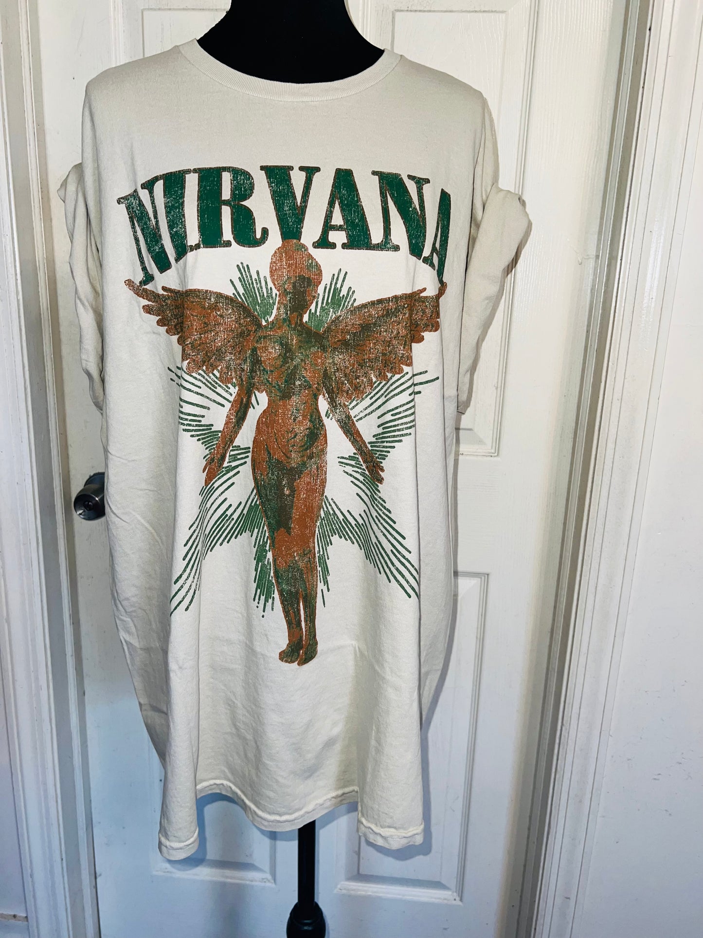 Nirvana Double Sided Oversized Distressed Tee