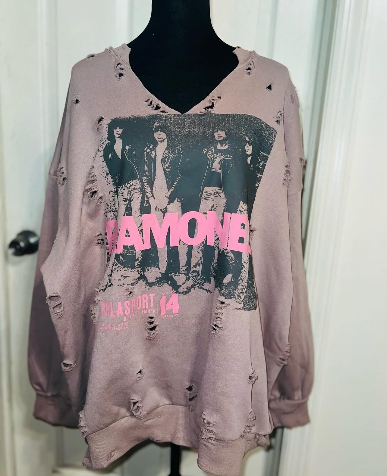 The Ramones Oversized Distressed Sweatshirt