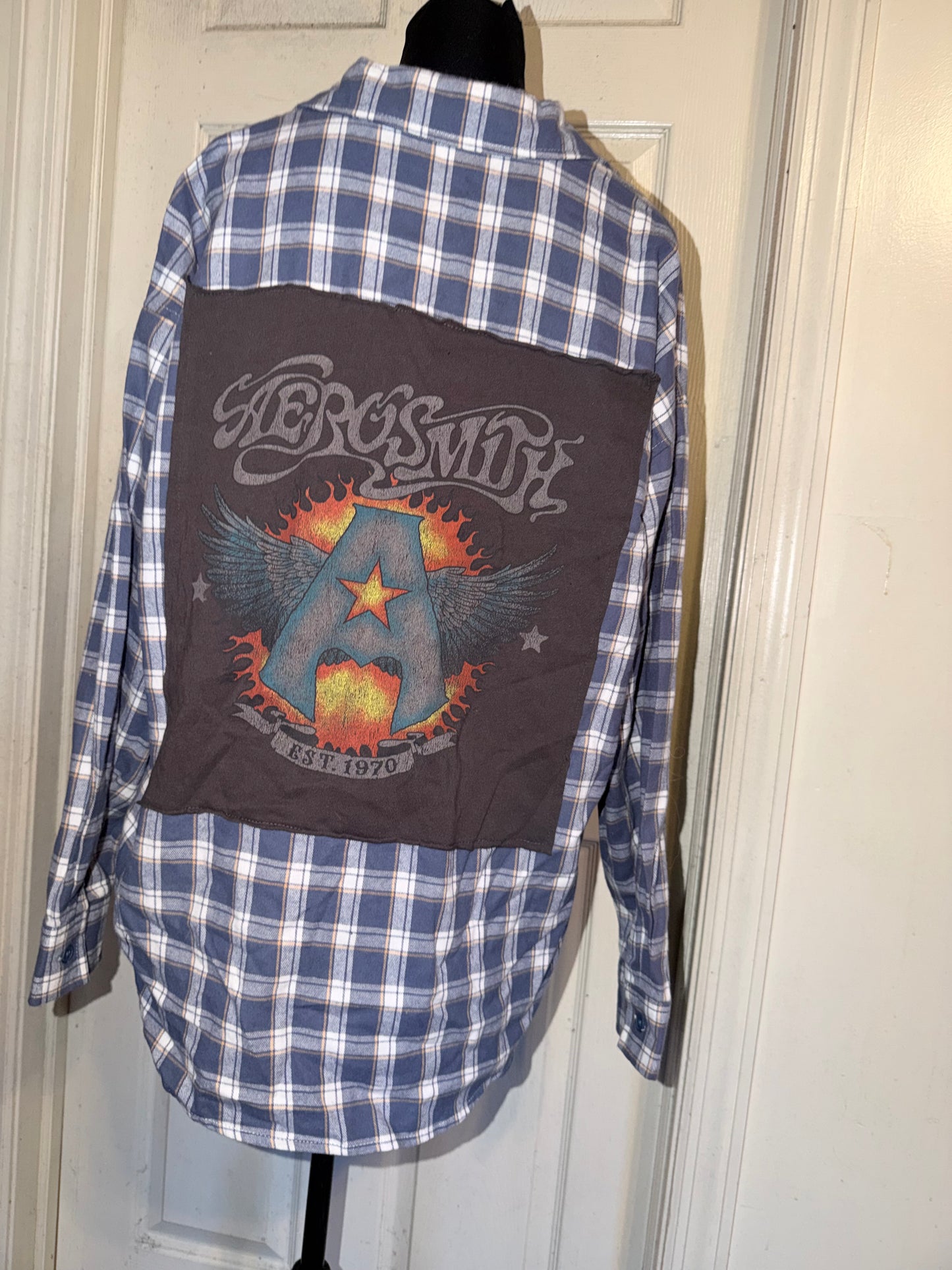 Aerosmith Oversized Double Sided Distressed Flannel
