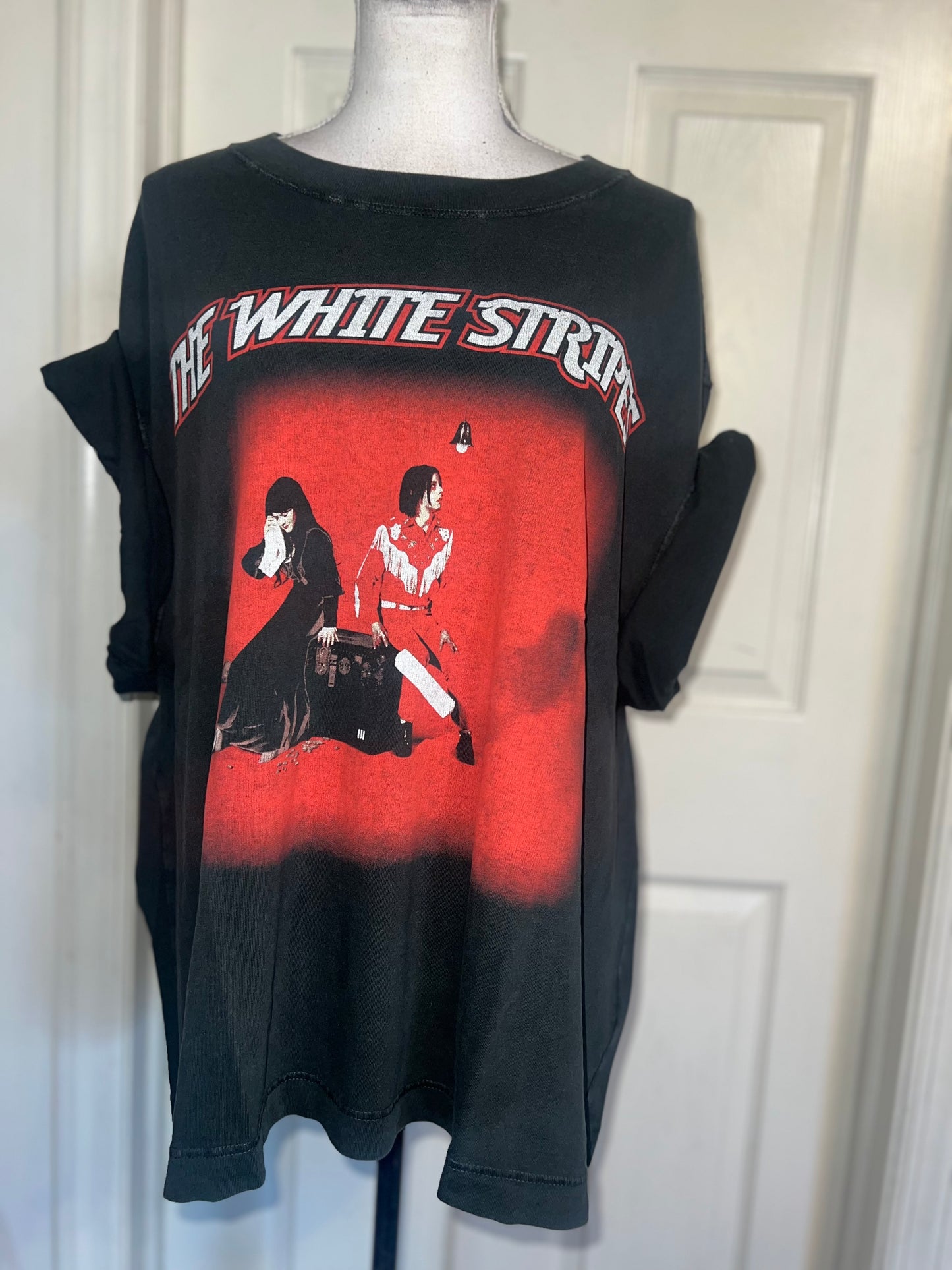 The White Stripes Double Sided Oversized Distressed Tee