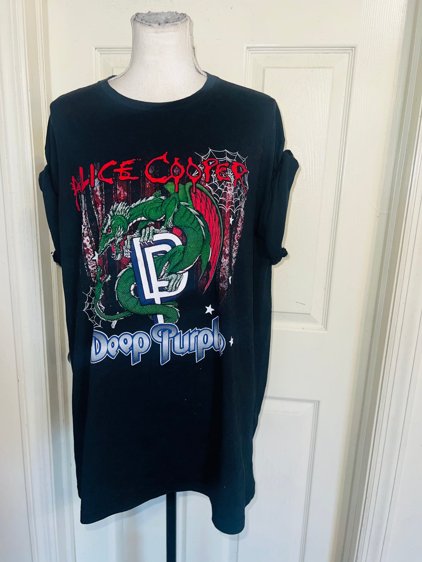 Alice Cooper and Deep Purple Double Sided Oversized Distressed Tee
