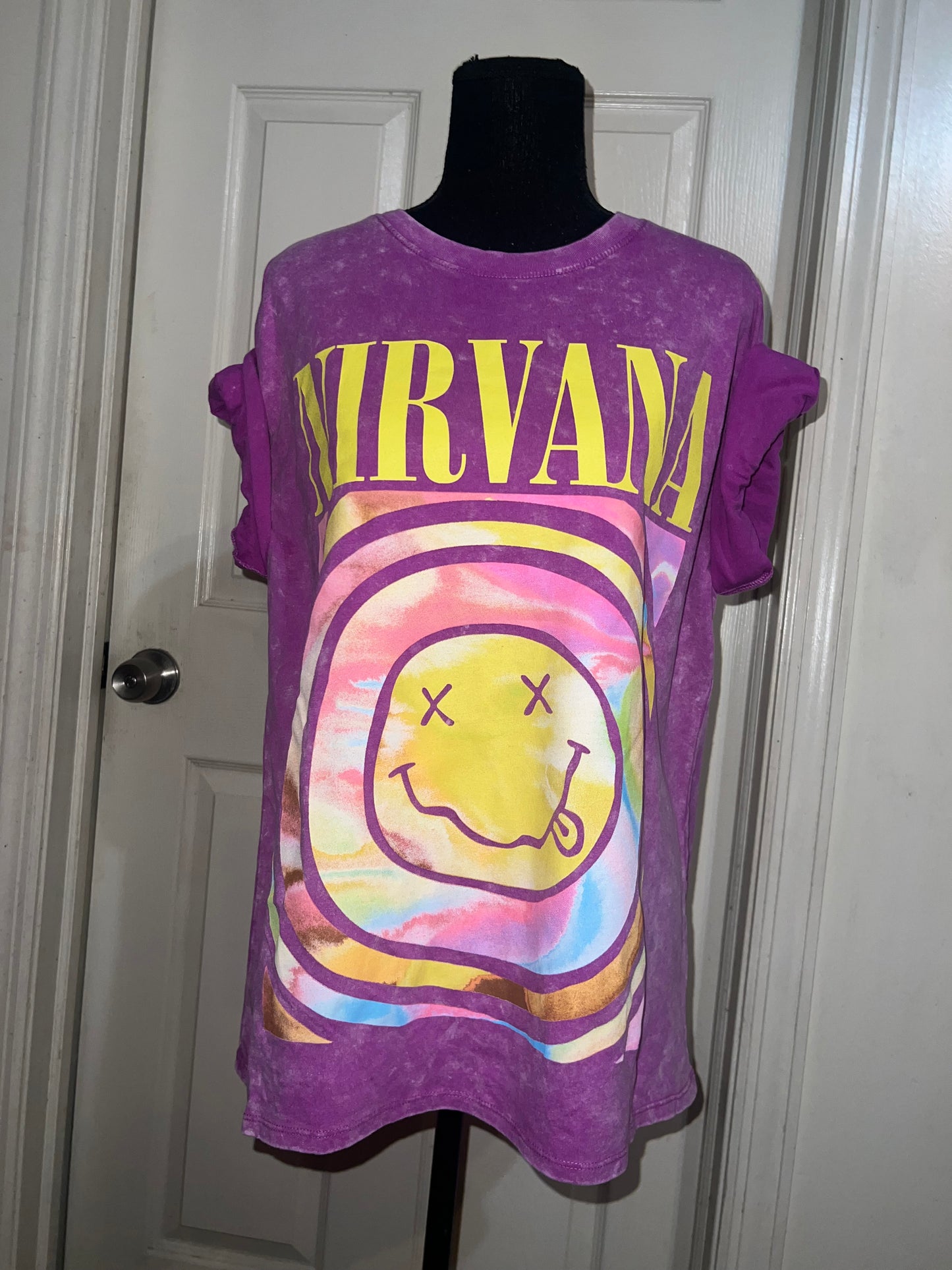 Nirvana Double Sided Oversized Distressed Tee