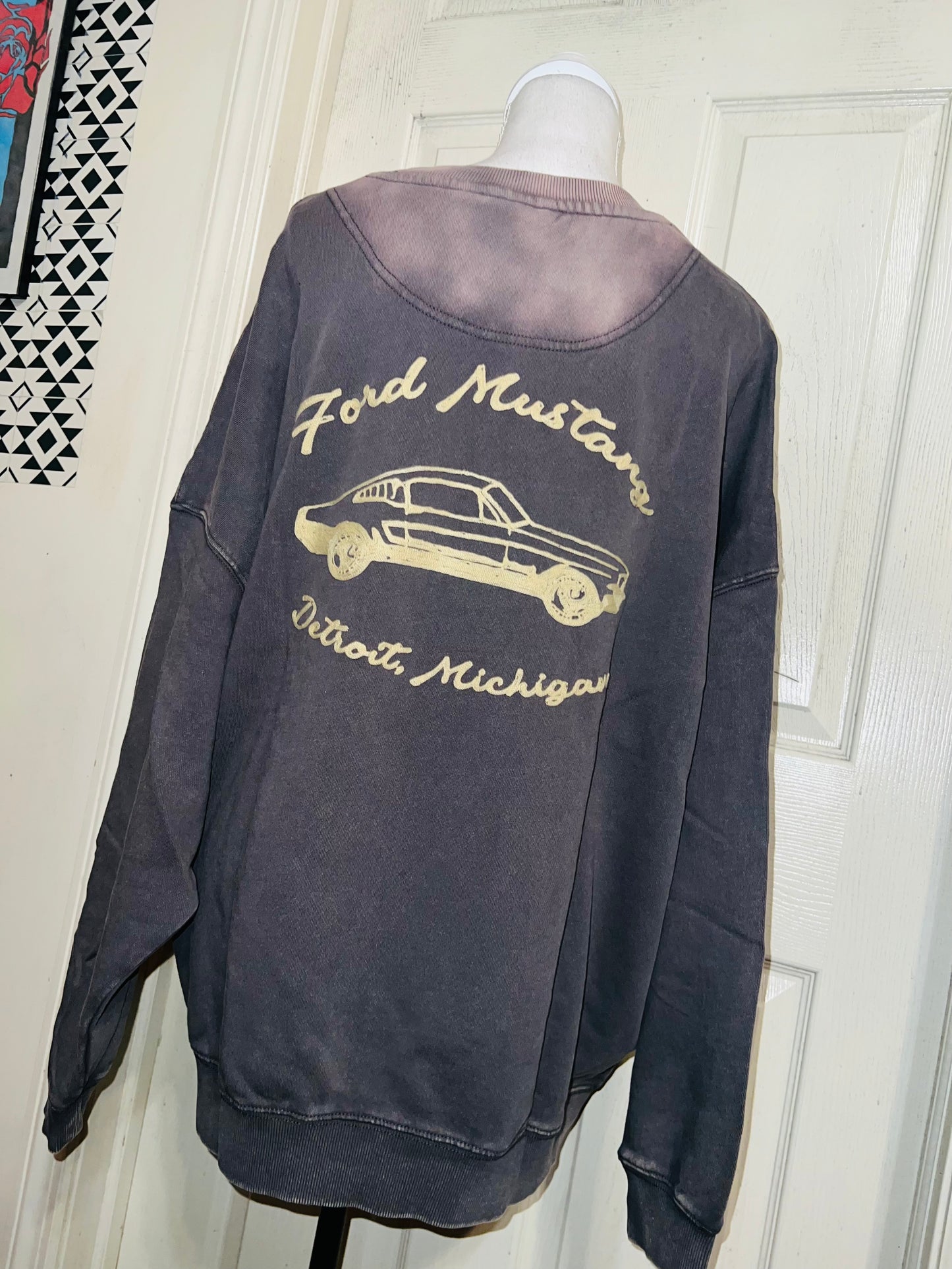 Ford Mustang Double Sided Oversized Distressed Sweatshirt