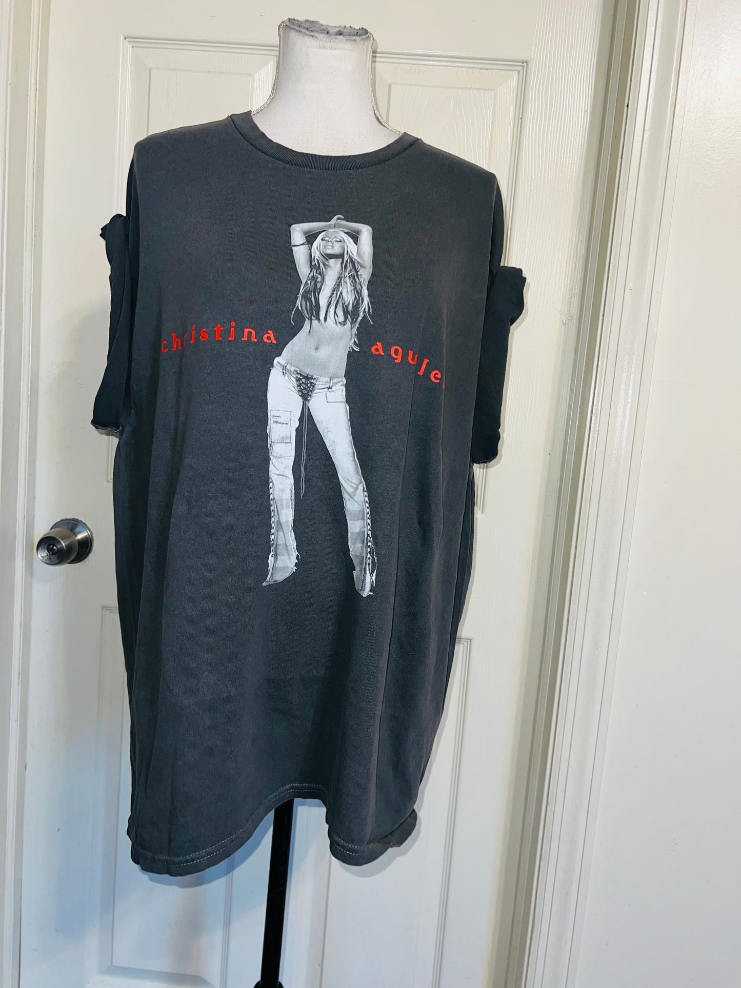 Christina Aguilera Oversized Distressed Tee