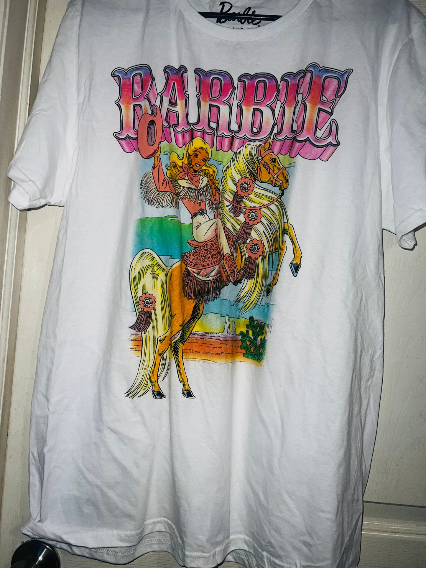 Barbie Cowgirl Oversized Distressed Tee
