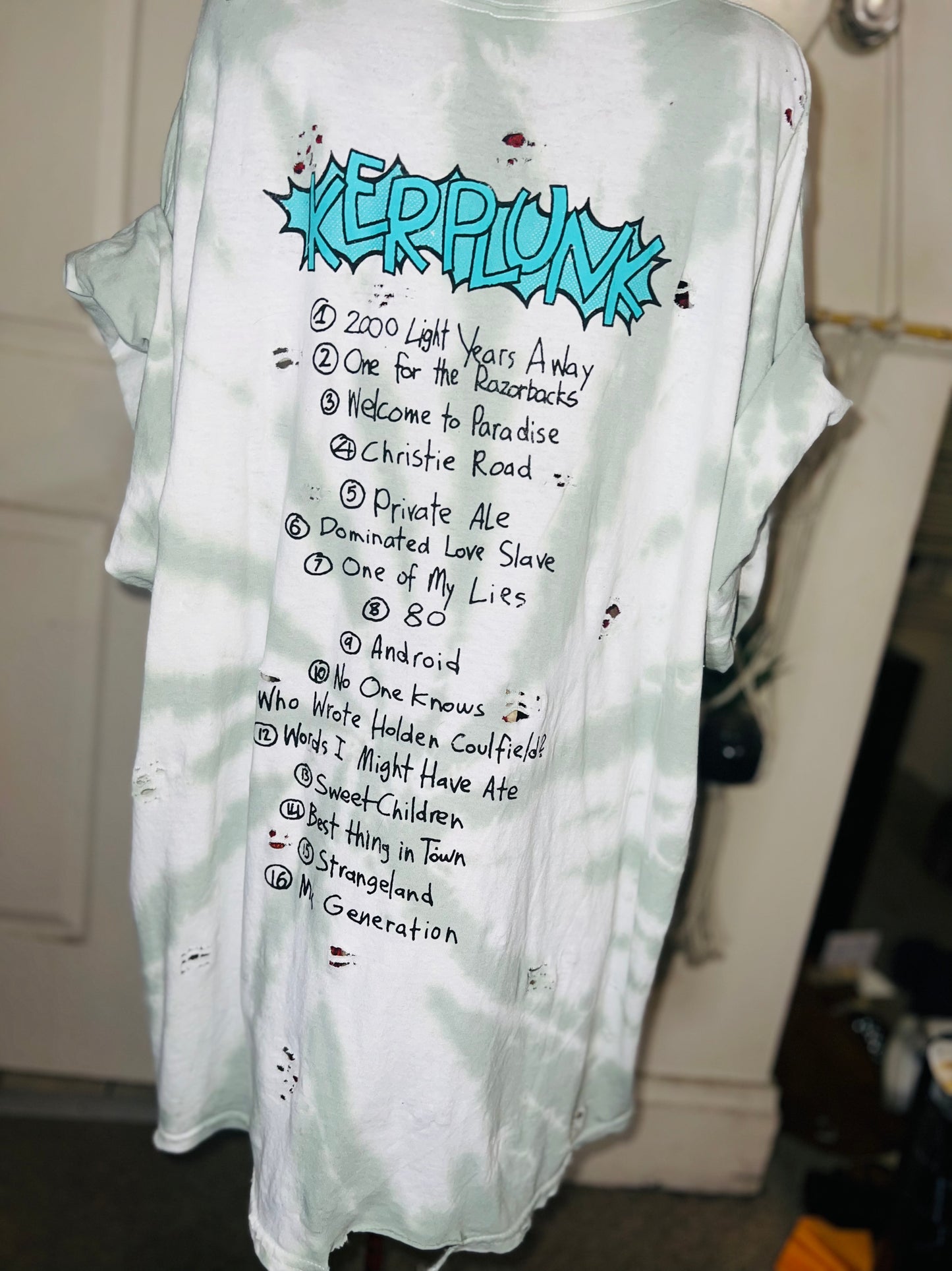 Green Day Tie Dye Double Sided Distressed Tee