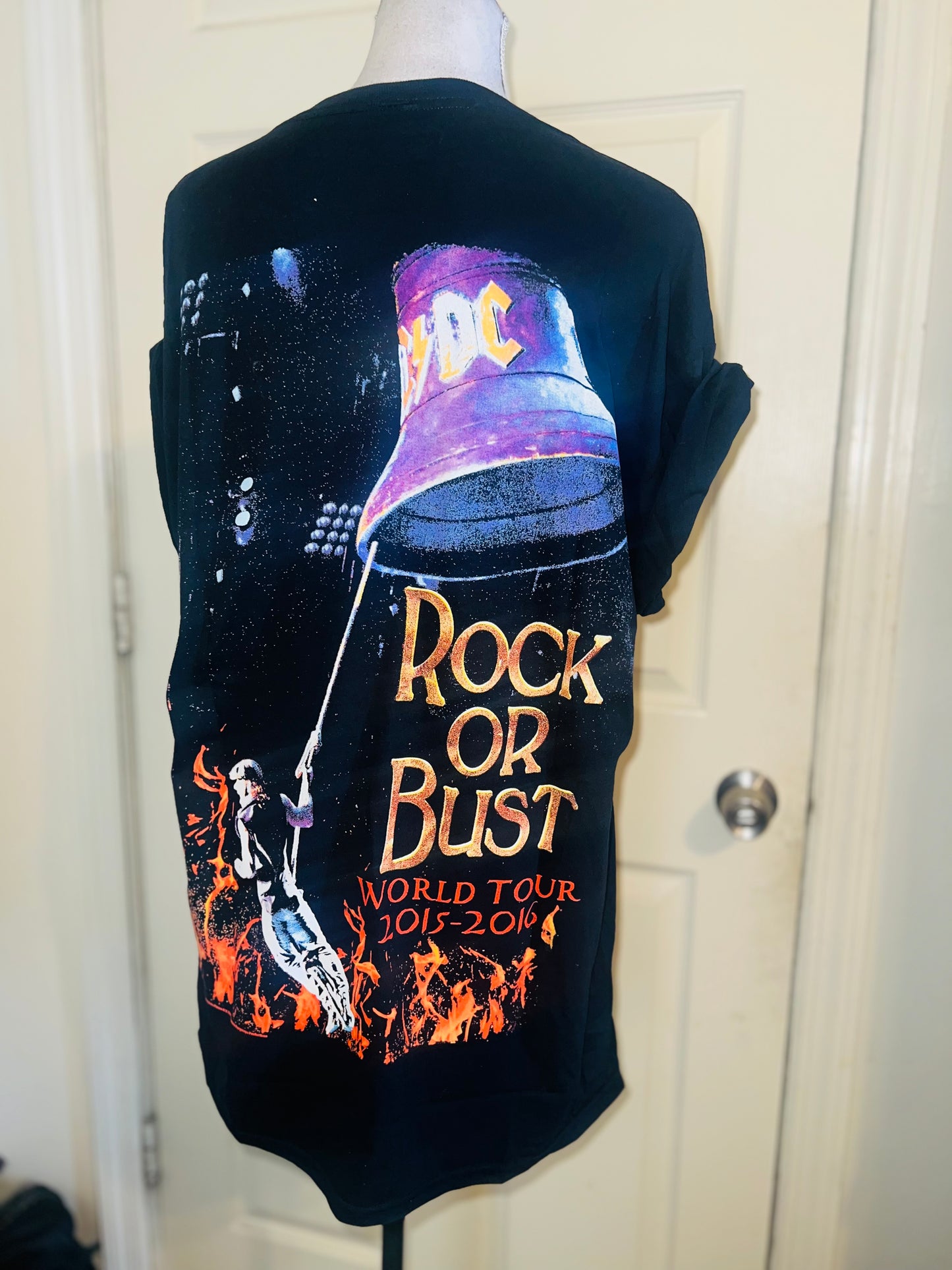 AC/DC Double Sided Oversized Distressed Tee