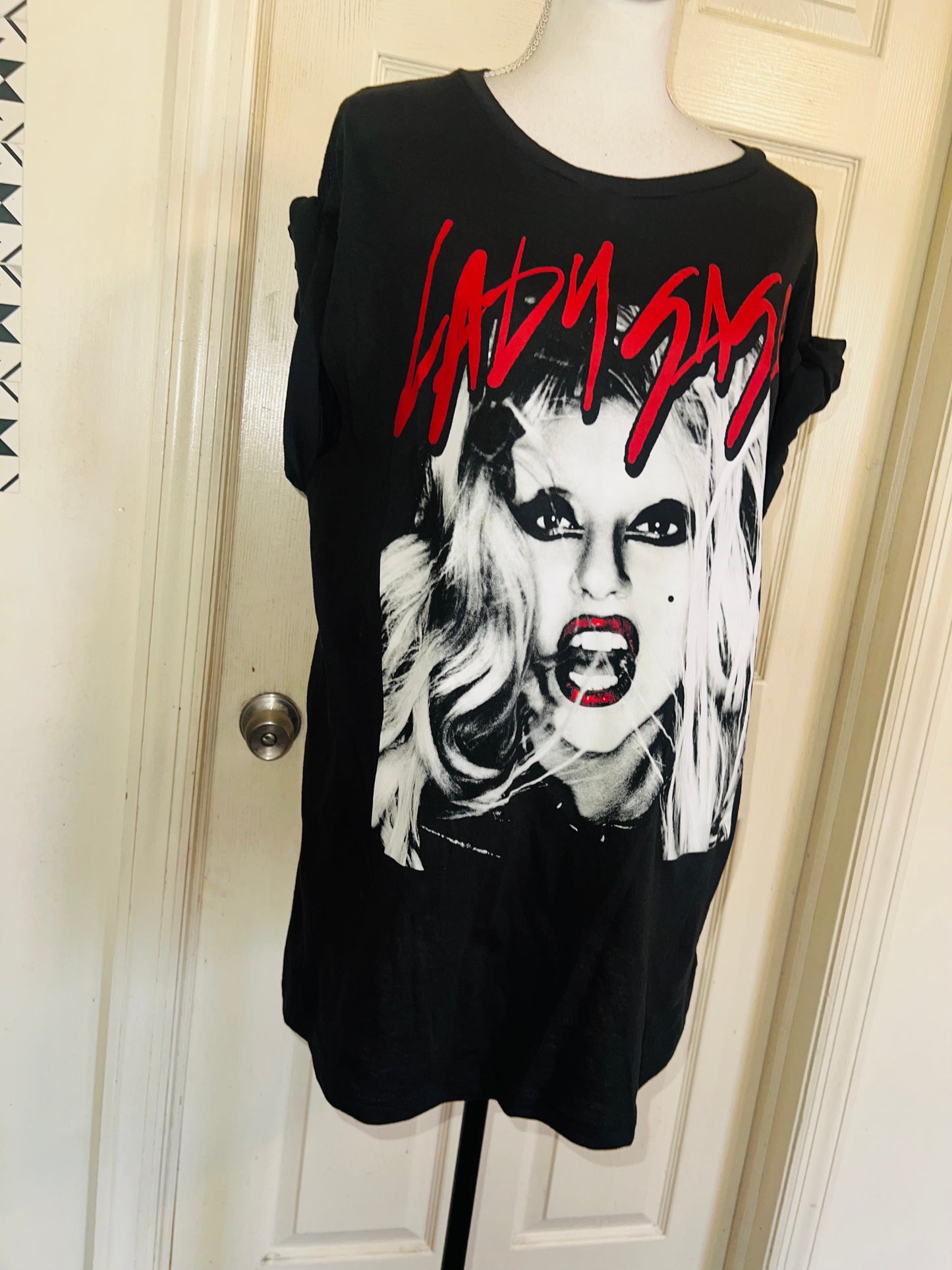 Lady Gaga Oversized Distressed Tee