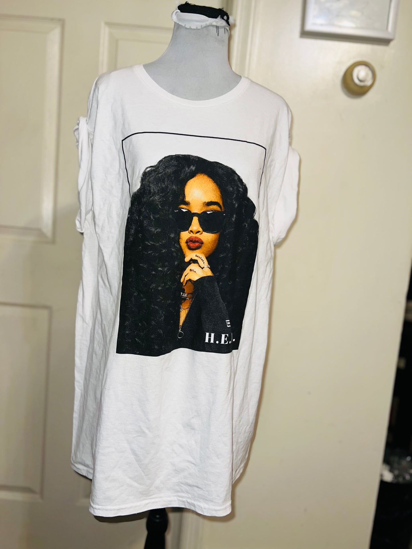 H.E.R. Oversized Distressed Tee