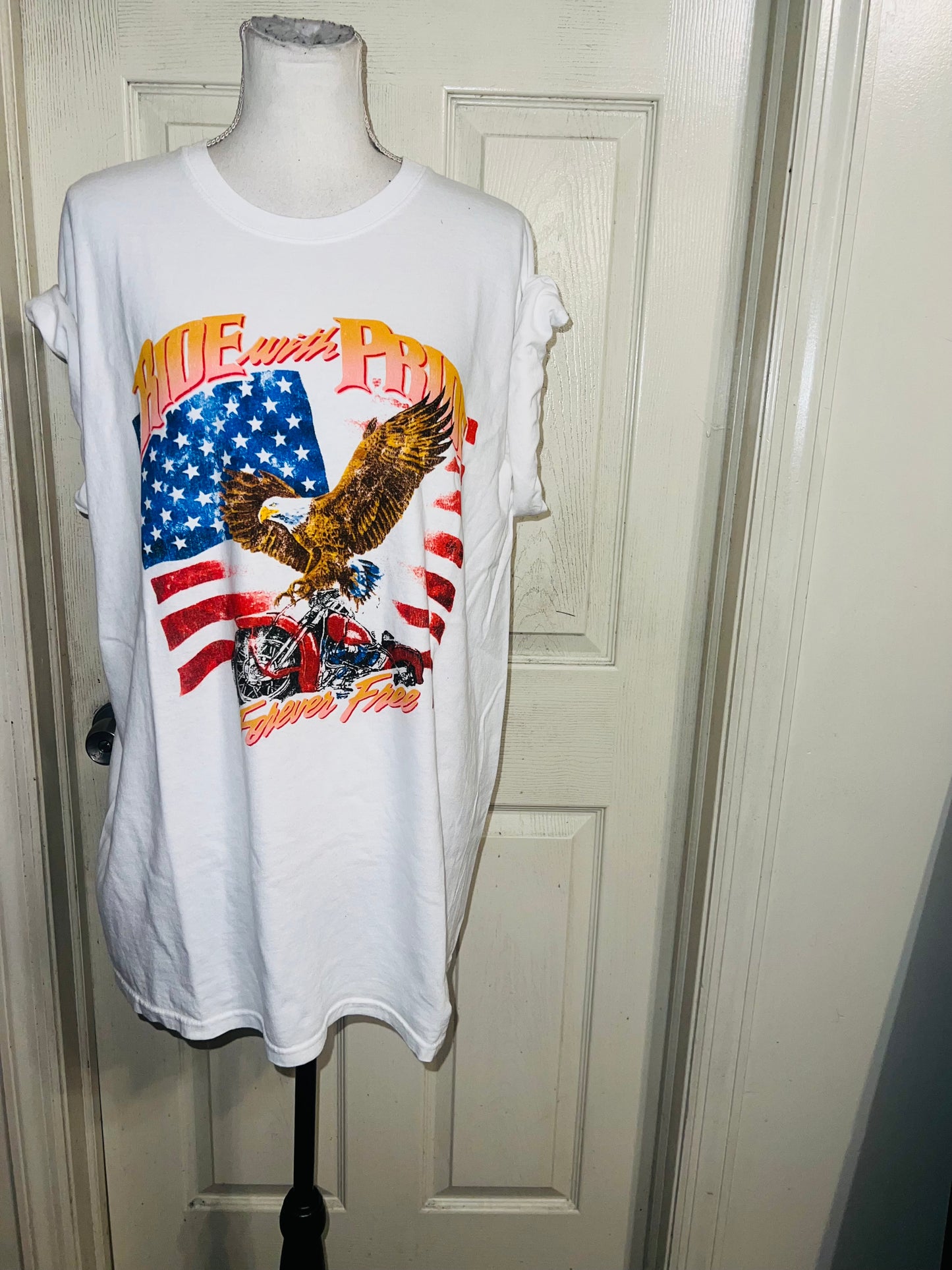 Ride With Pride Oversized Distressed Tee