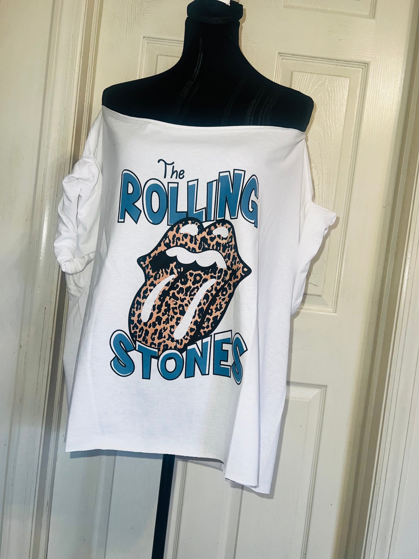 Rolling Stones Off The Shoulder Oversized Distressed Tee