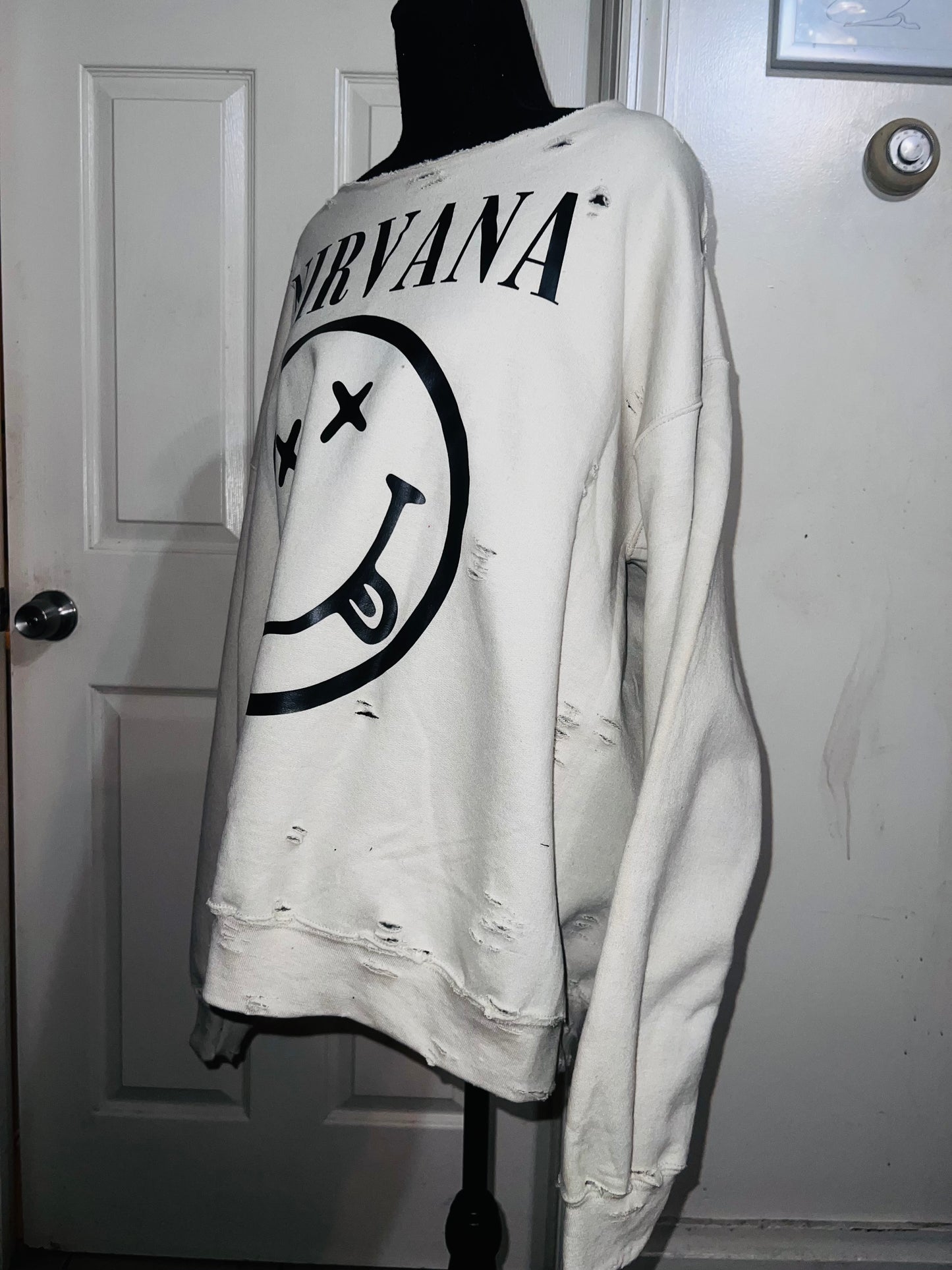 Nirvana Oversized Distressed Sweatshirt
