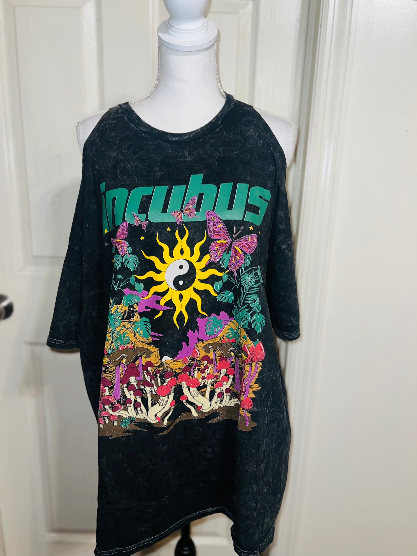 Incubus Oversized Distressed Cut Out Tee