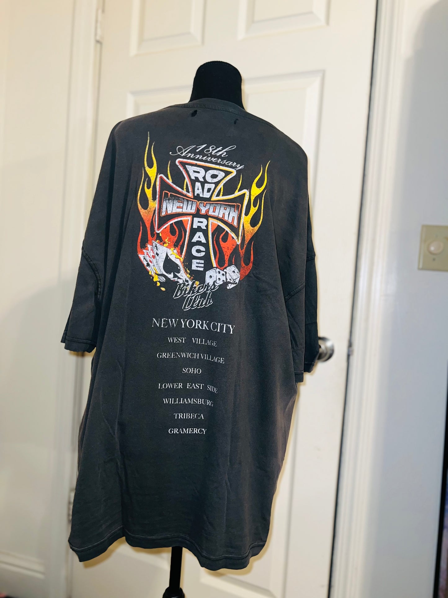 Bikers Club Road Race 18th Anniversary Vintage Oversized Distressed Tee