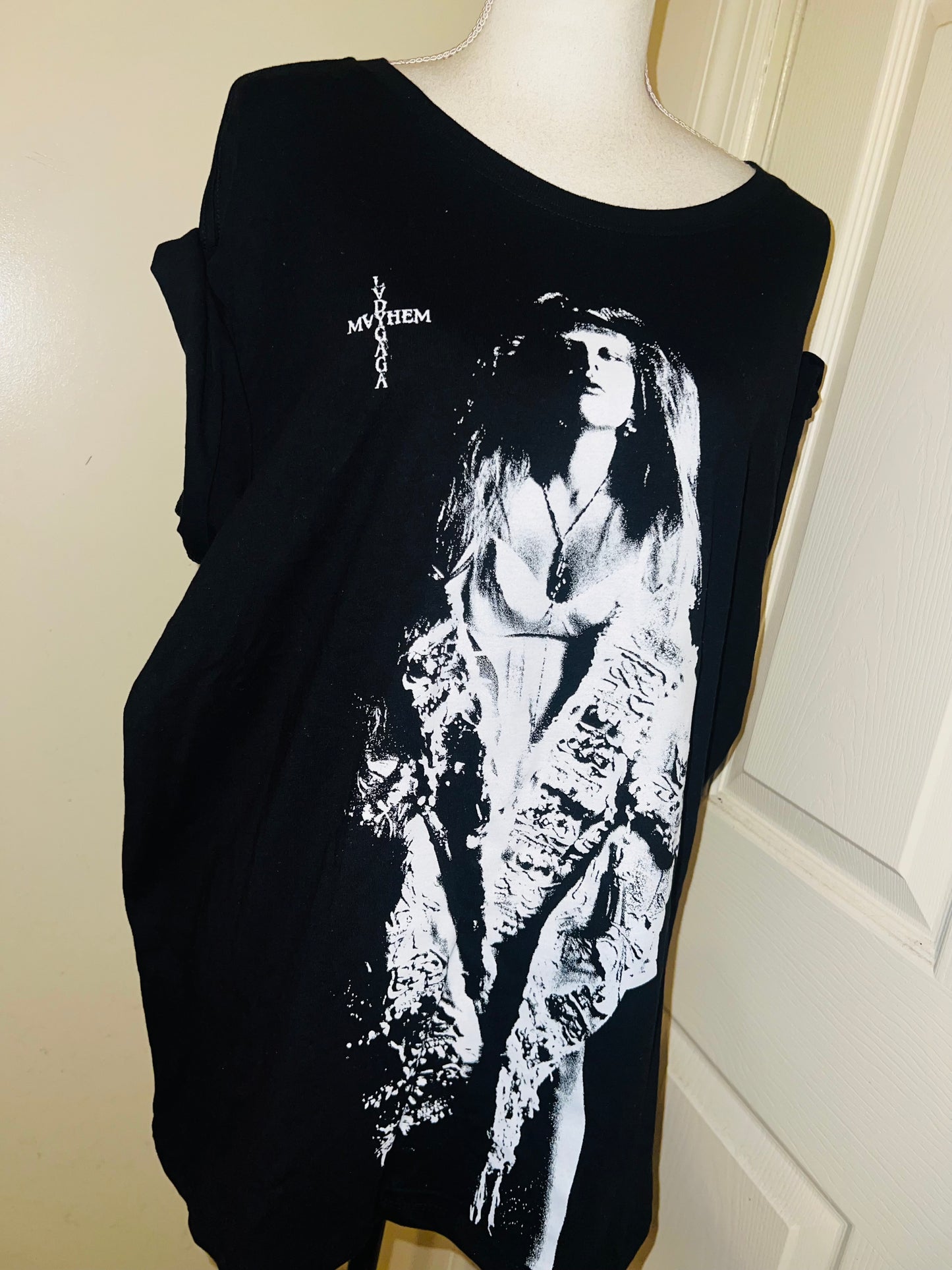 Lady Gaga Oversized Distressed Tee