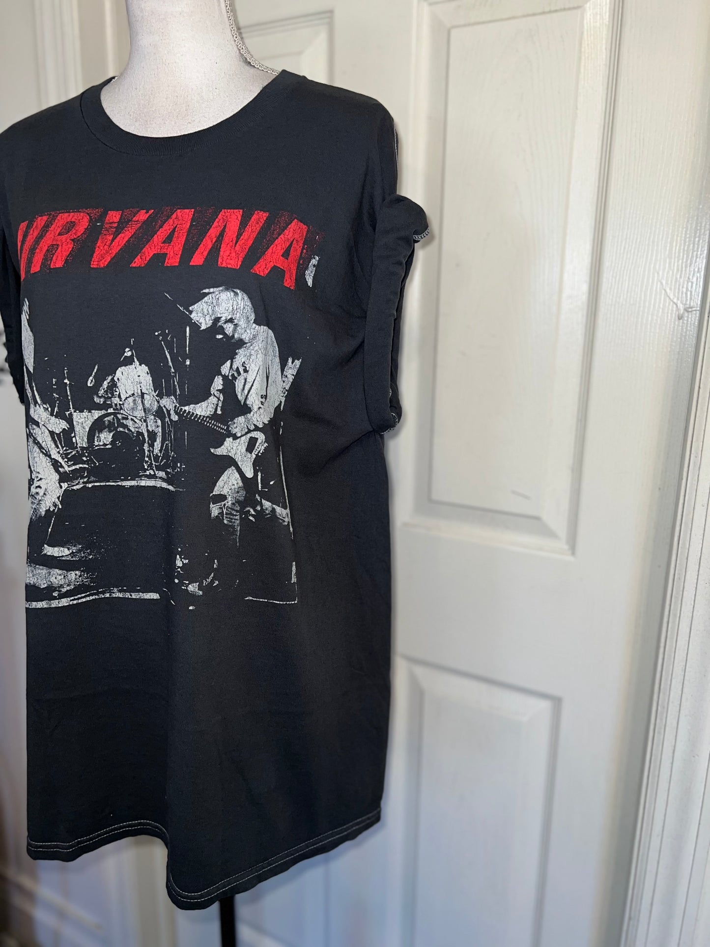 Nirvana Double Sided Oversized Distressed Tee