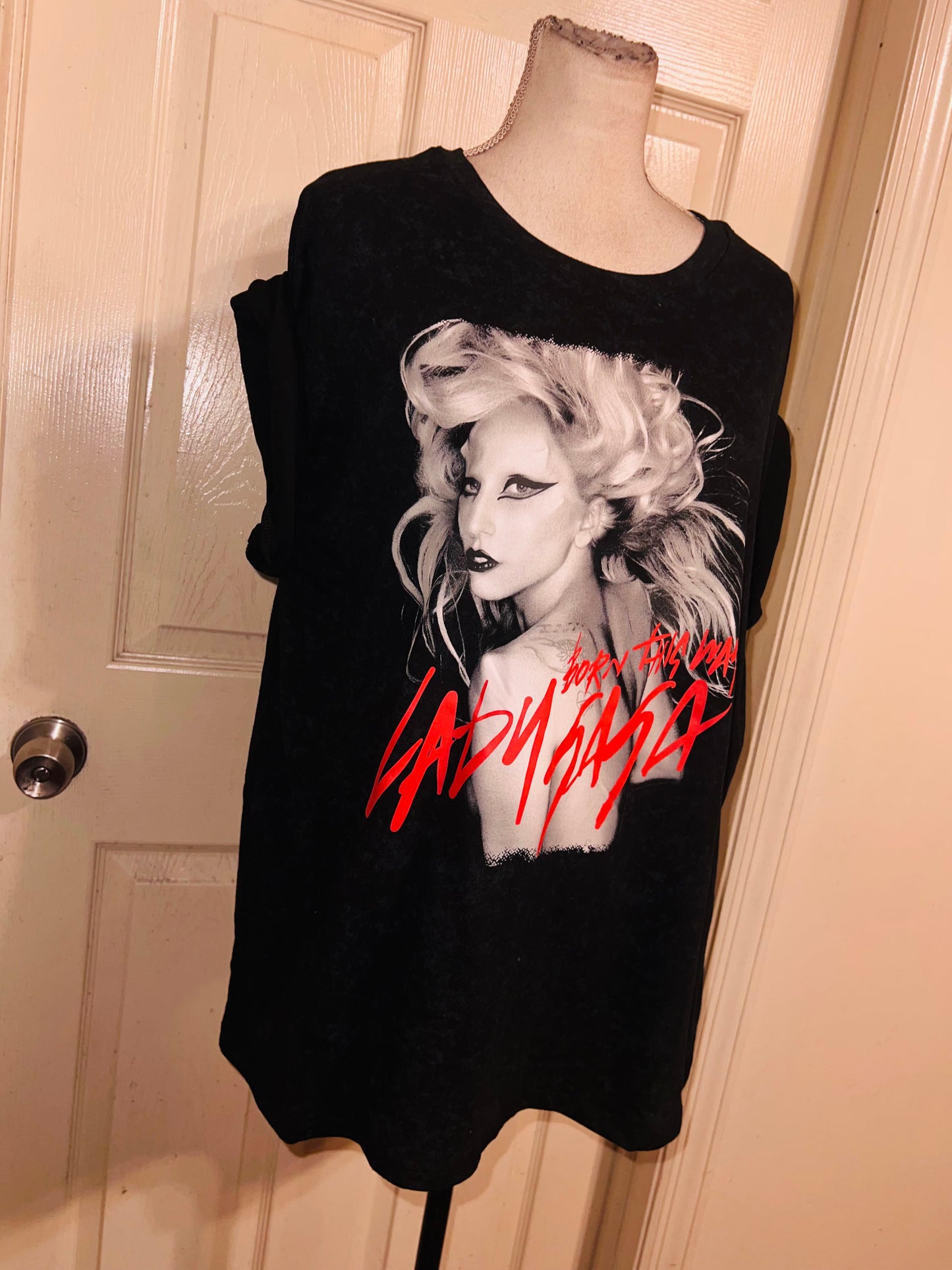 Lady Gaga Oversized Distressed Tee