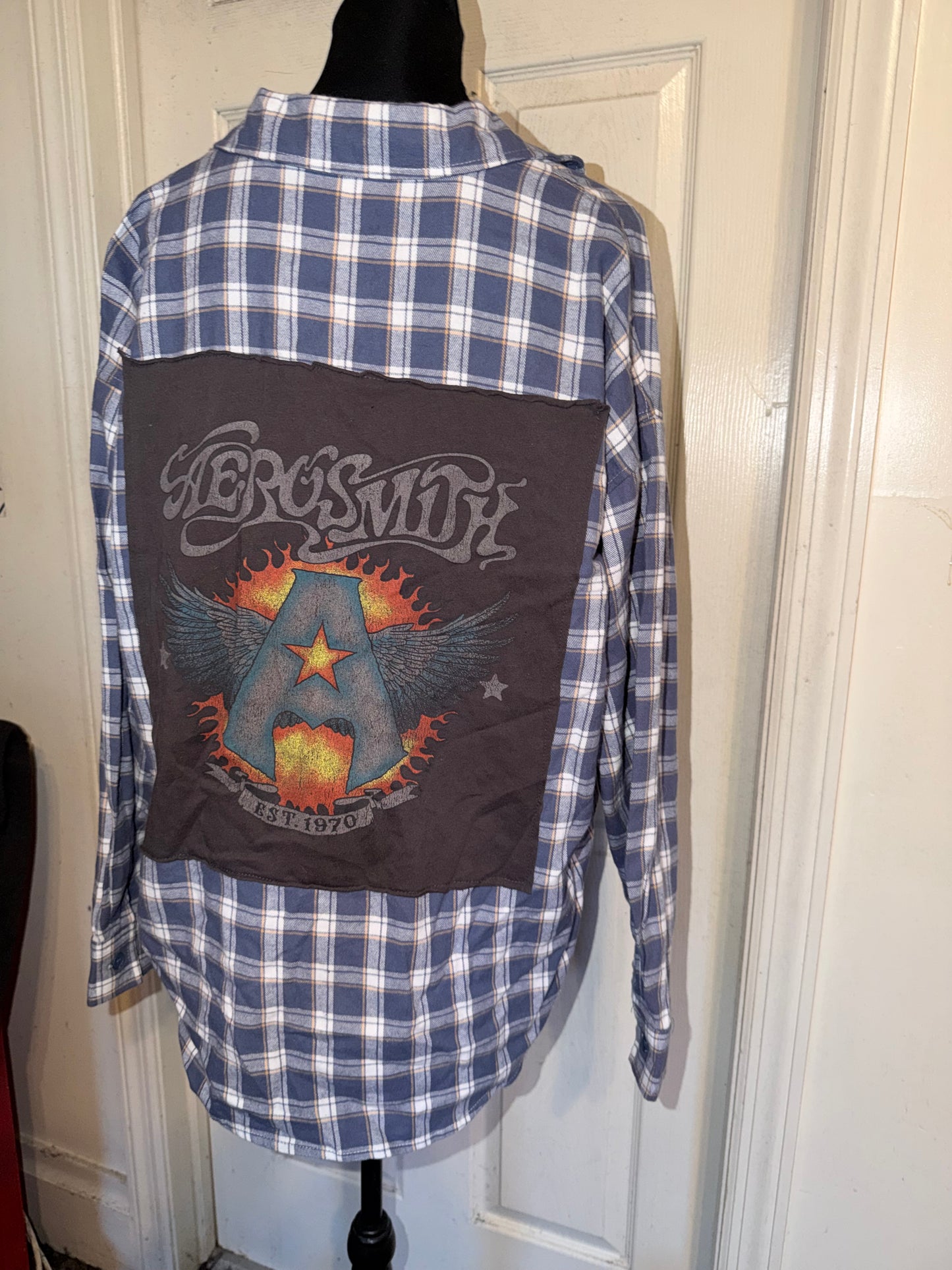 Aerosmith Oversized Double Sided Distressed Flannel