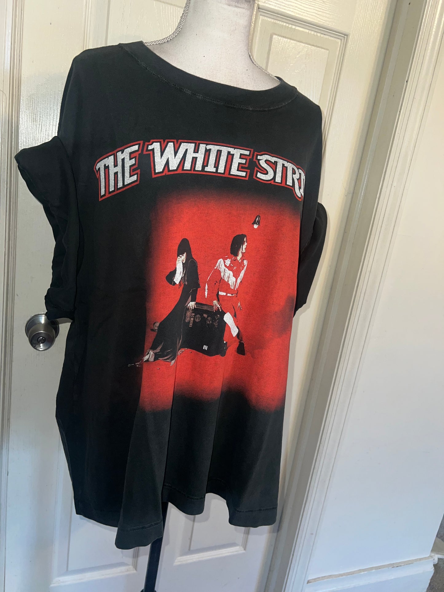 The White Stripes Double Sided Oversized Distressed Tee