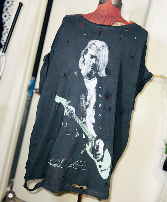 Kurt Cobain Oversized Distressed Tee