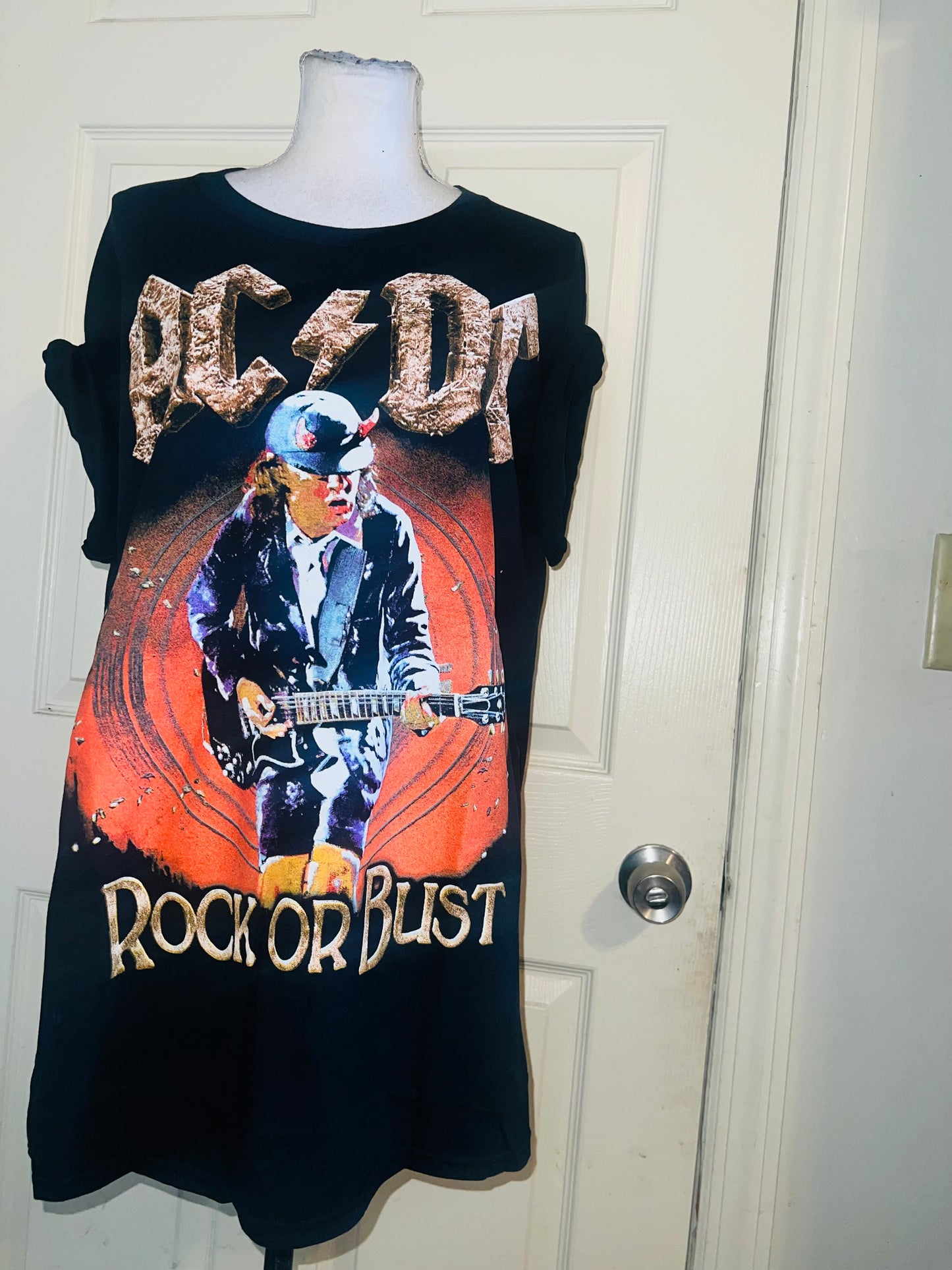 AC/DC Double Sided Oversized Distressed Tee
