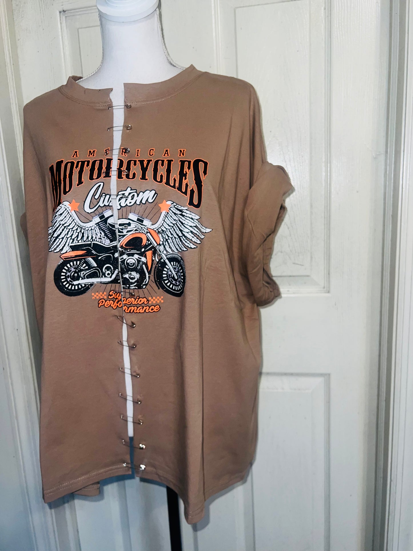 Motorcycle Split Distressed Oversized Tee