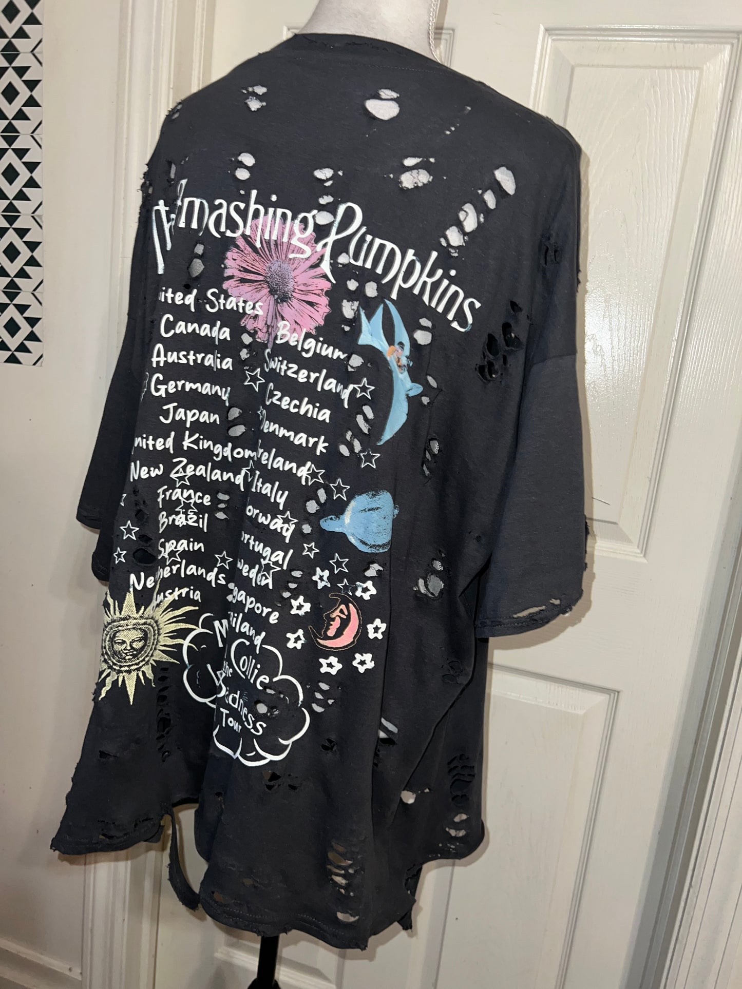 Smashing Pumpkins Double Sided Oversized Distressed Tee