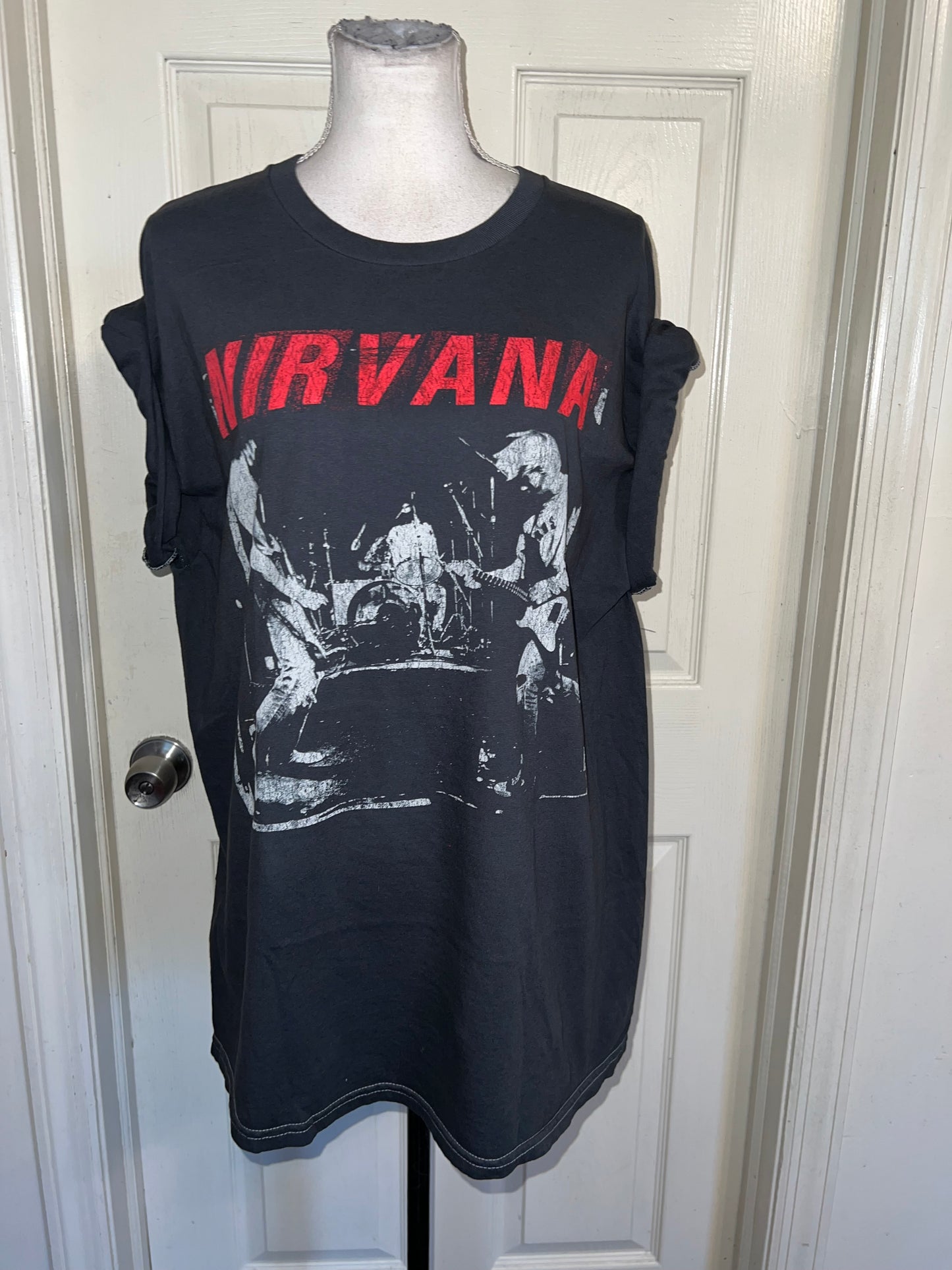 Nirvana Double Sided Oversized Distressed Tee