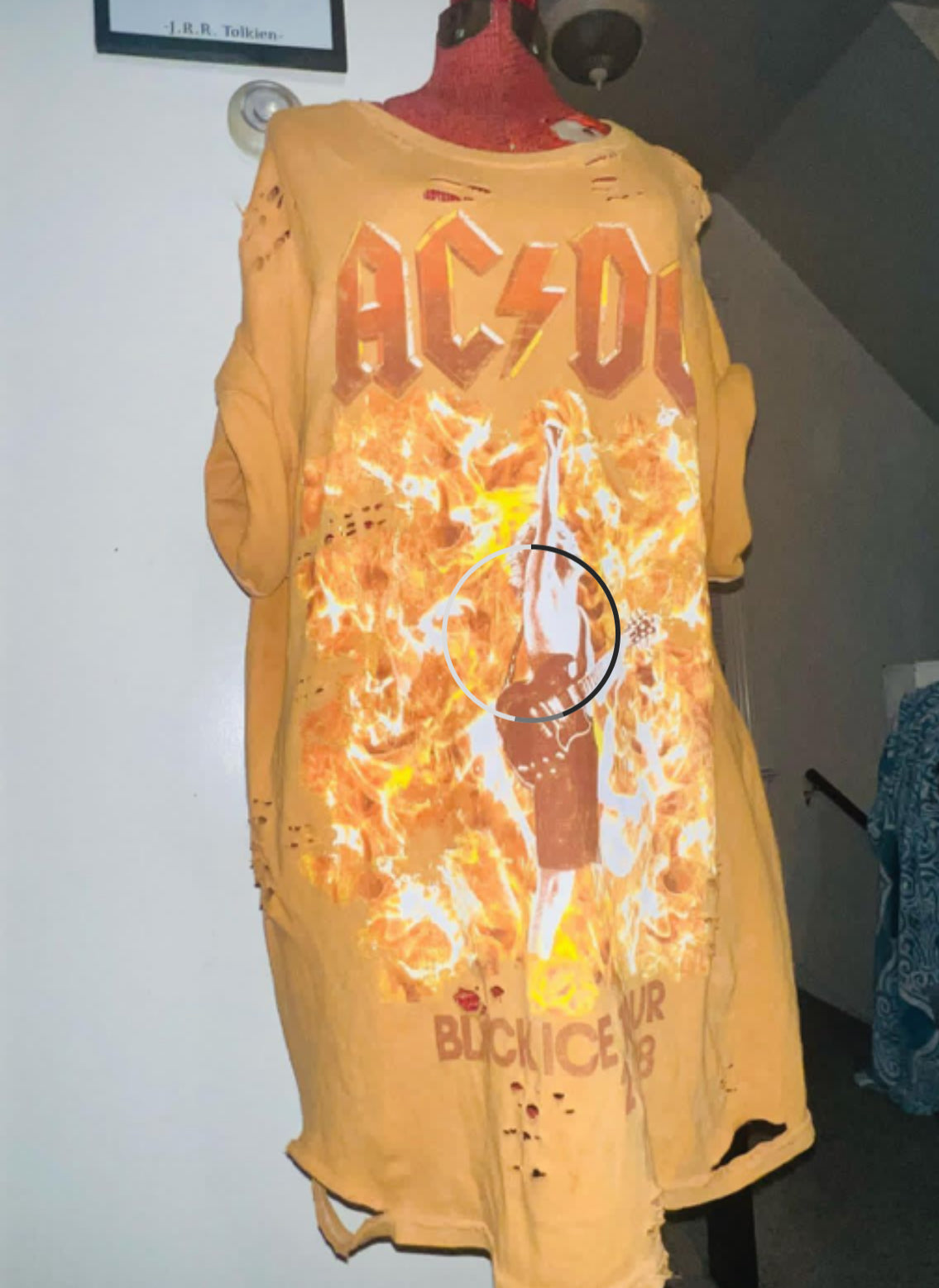 AC/DC Bleached Oversized Distressed Tee