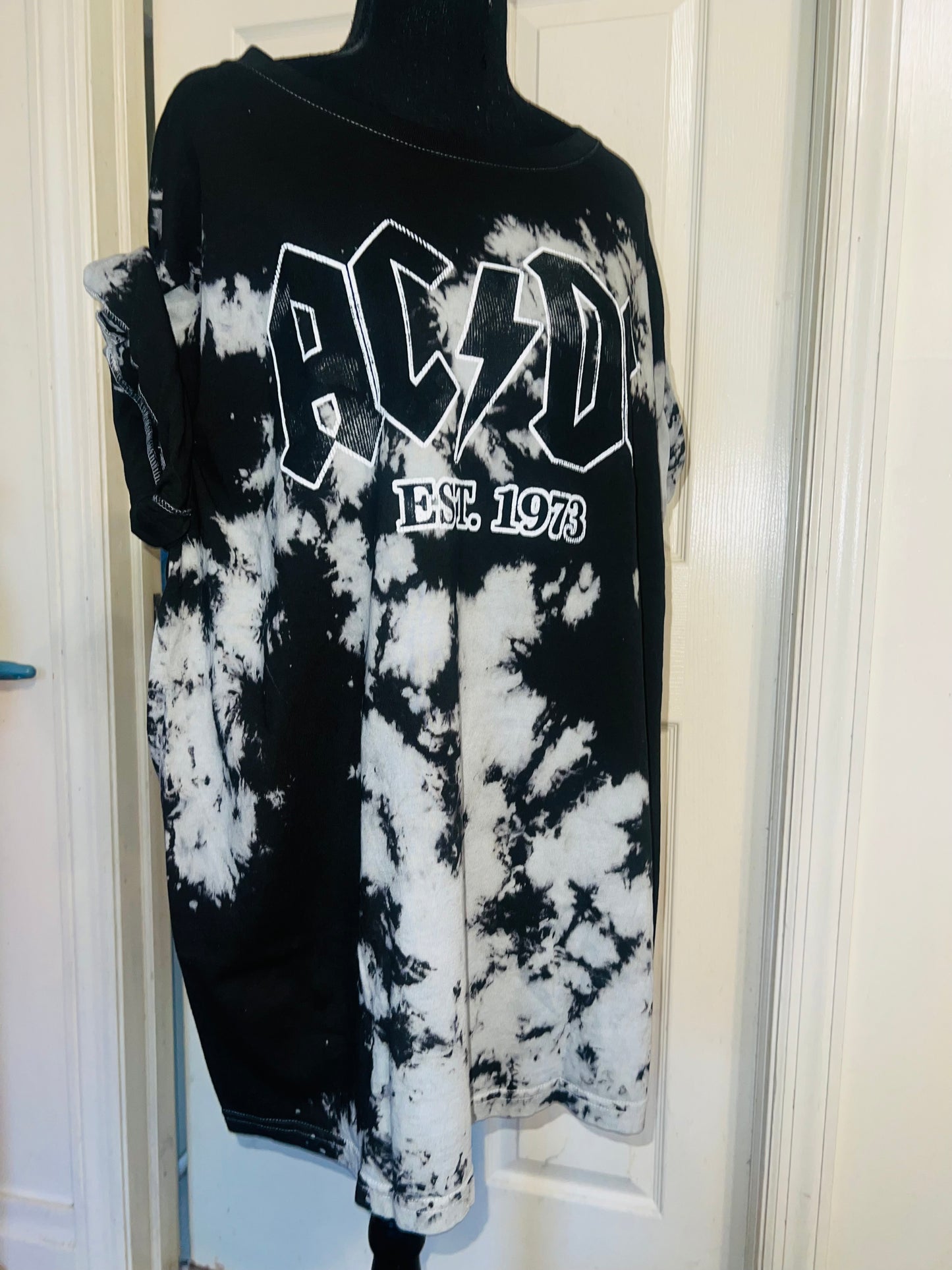 AC/DC Tie Dye Oversized Distressed Tee