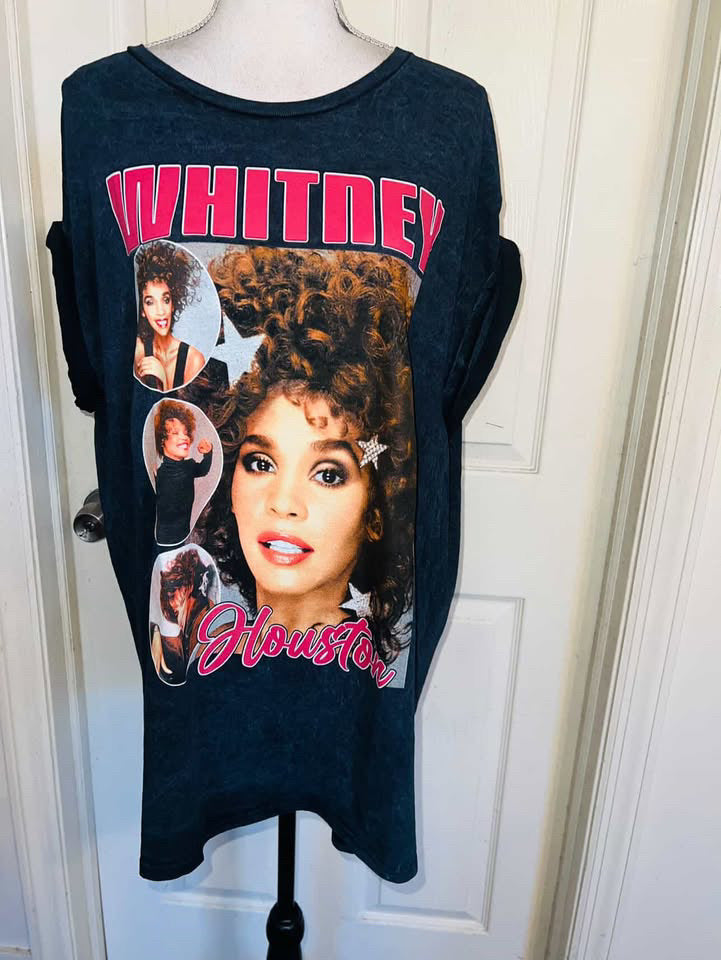 Whitney Houston Double Sided Oversized Distressed Tee