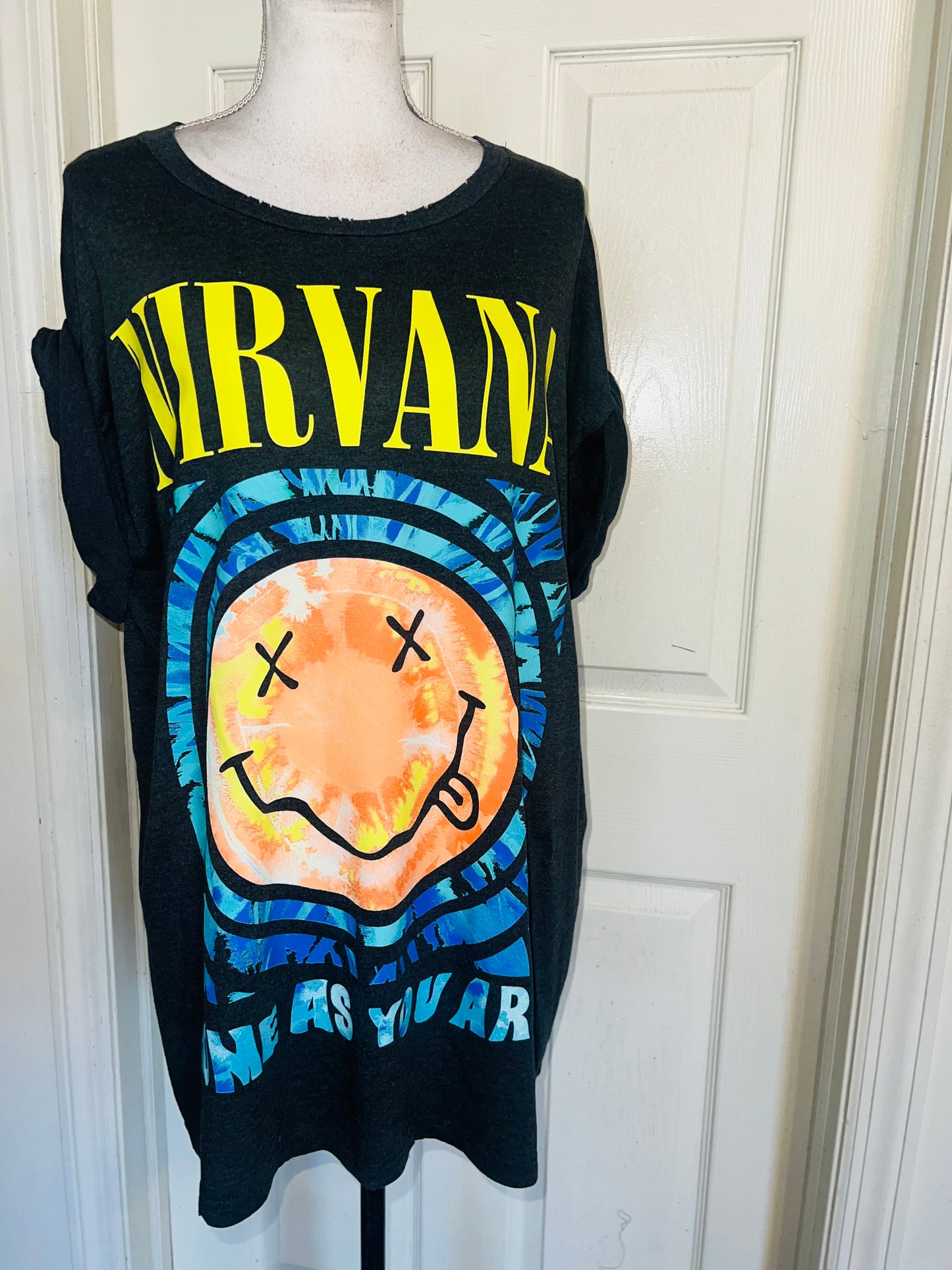 Nirvana Double Sided Oversized Distressed Tee