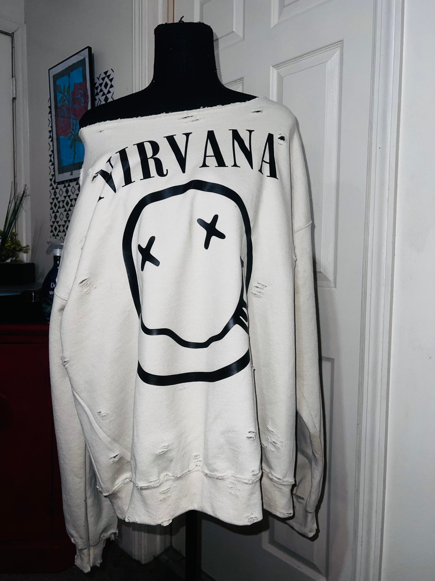 Nirvana Oversized Distressed Sweatshirt