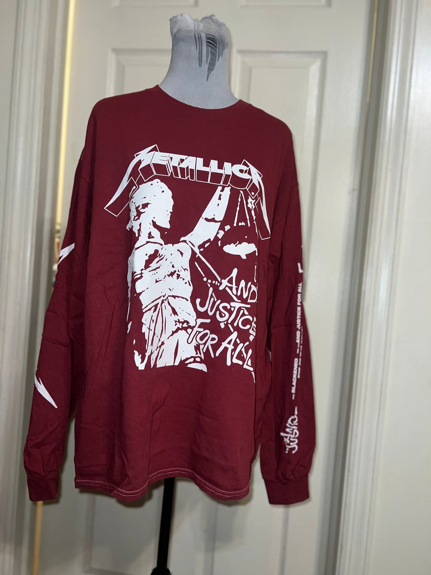 Metallica Long Sleeve Oversized Distressed Tee