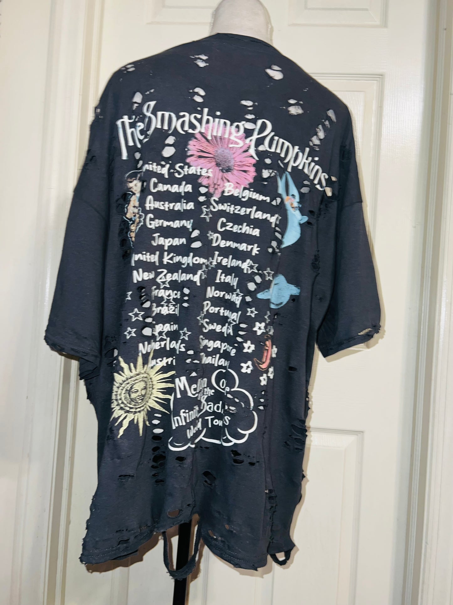 Smashing Pumpkins Double Sided Oversized Distressed Tee