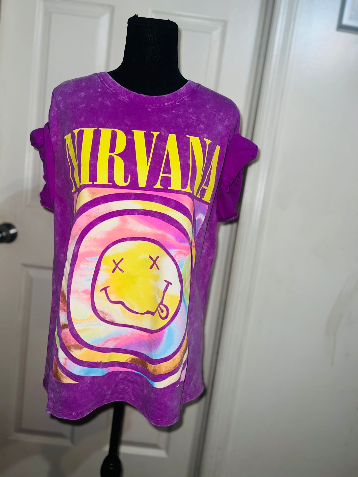 Nirvana Double Sided Oversized Distressed Tee