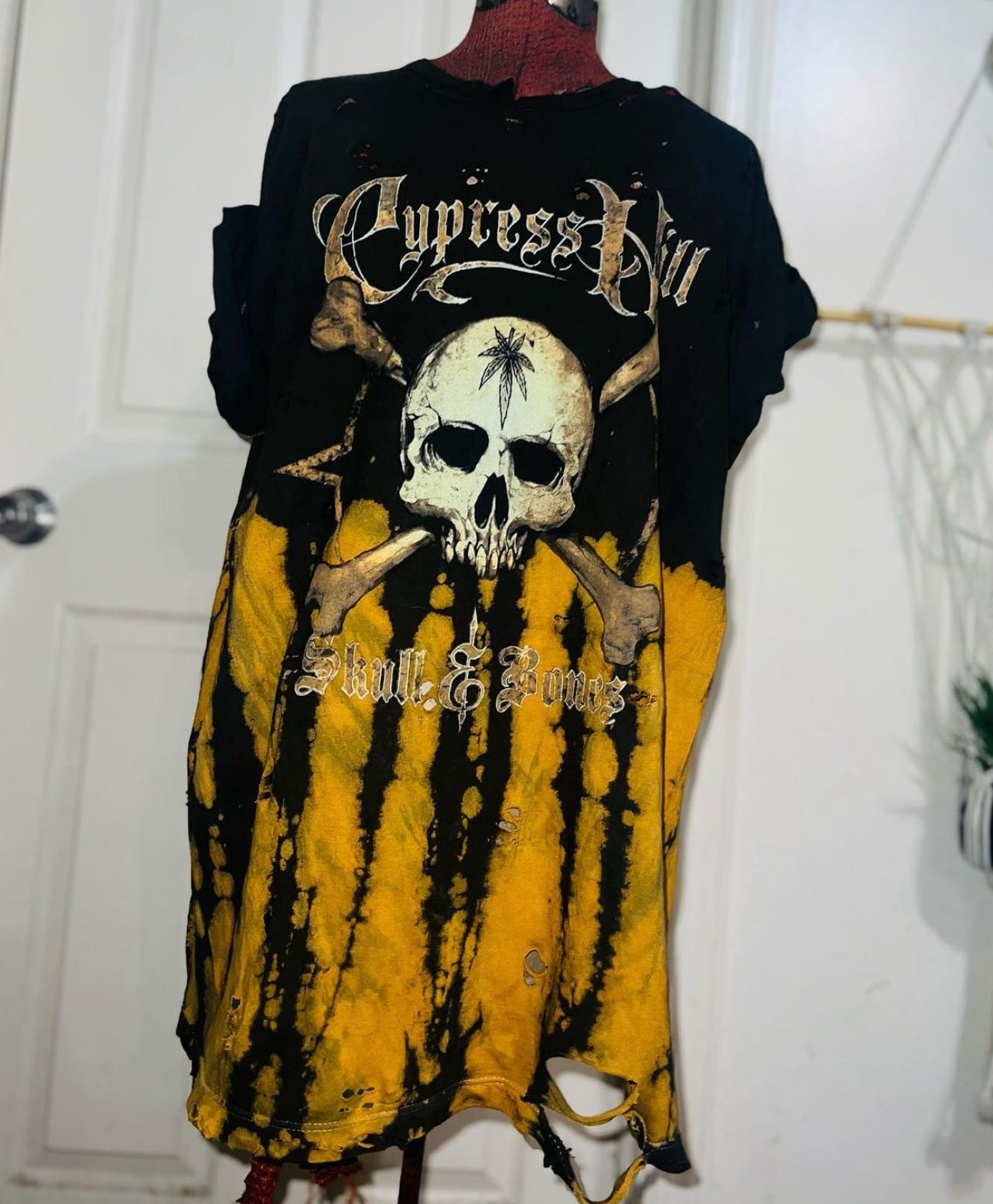 Cypress Hill “Skull & Bones” Oversized Tie Dye Distressed Tee