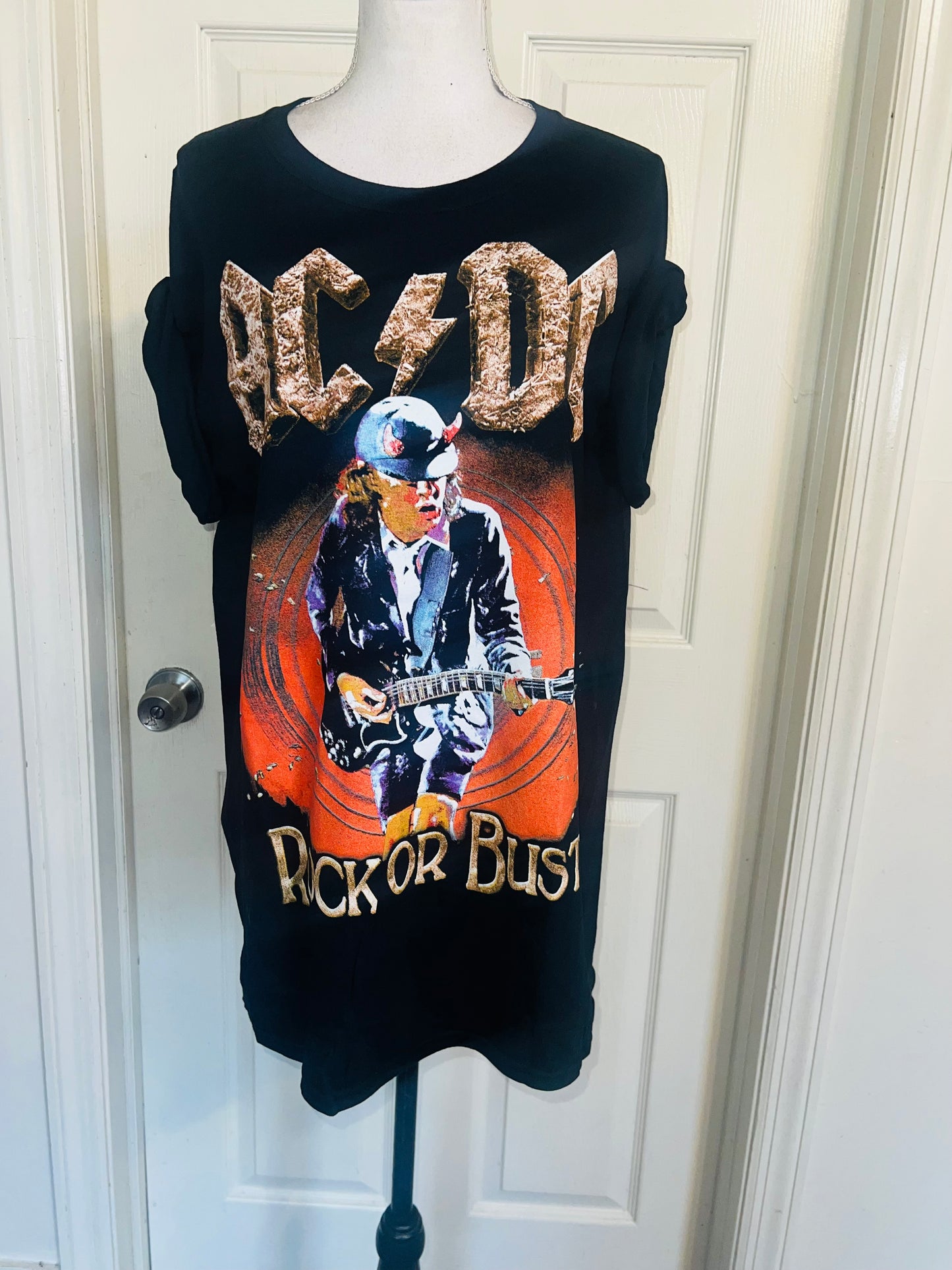 AC/DC Double Sided Oversized Distressed Tee