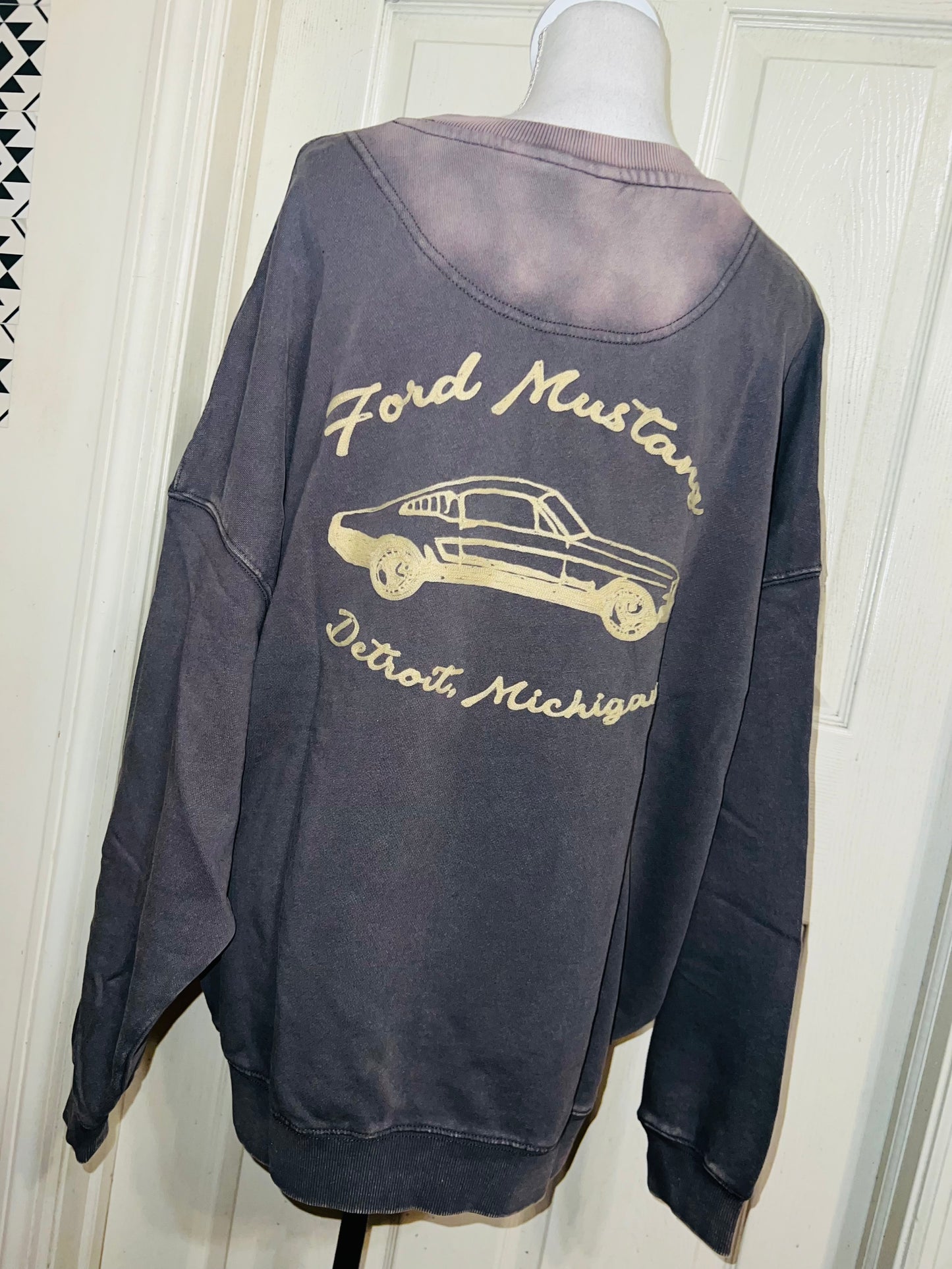 Ford Mustang Double Sided Oversized Distressed Sweatshirt