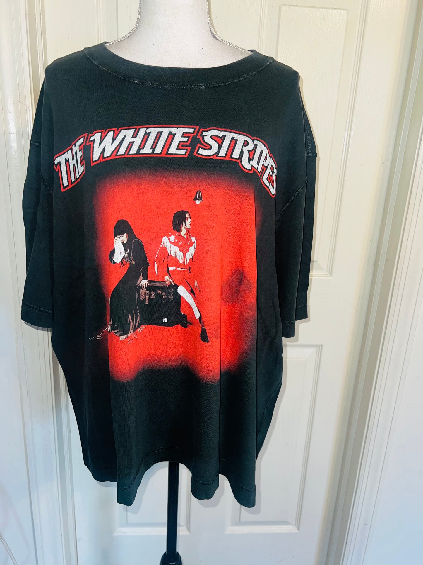 The White Stripes Double Sided Oversized Distressed Tee