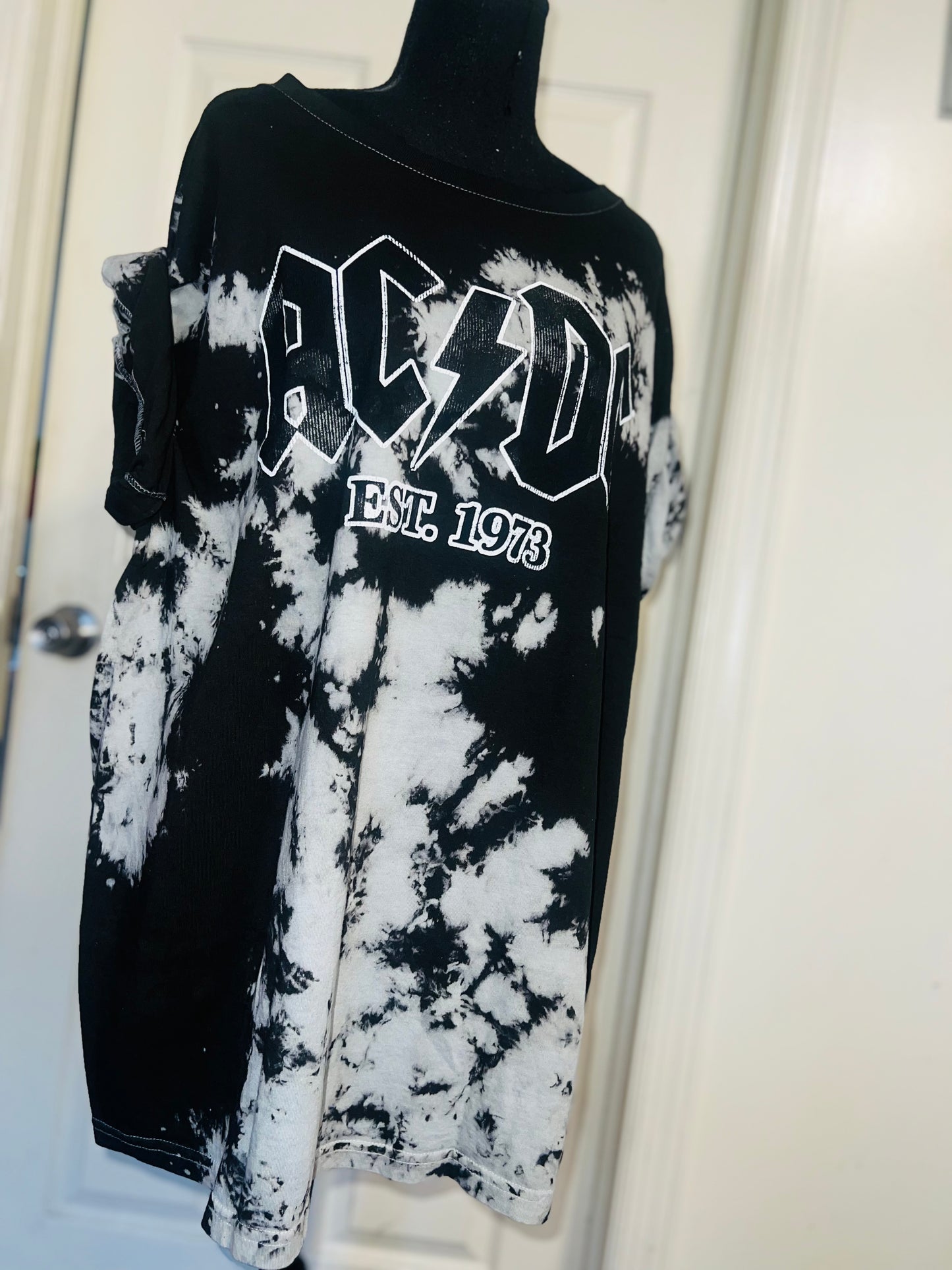 AC/DC Tie Dye Oversized Distressed Tee