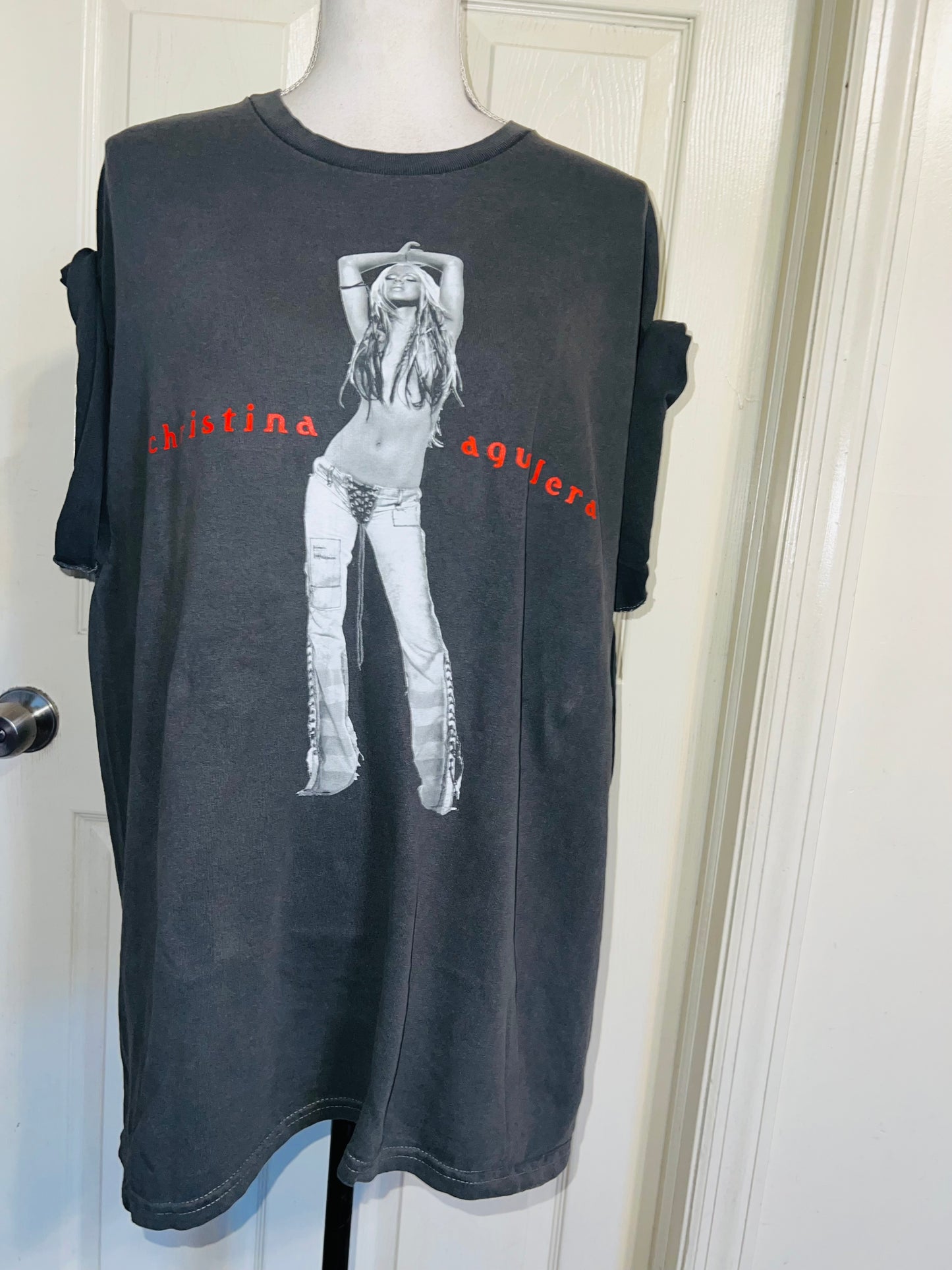 Christina Aguilera Oversized Distressed Tee