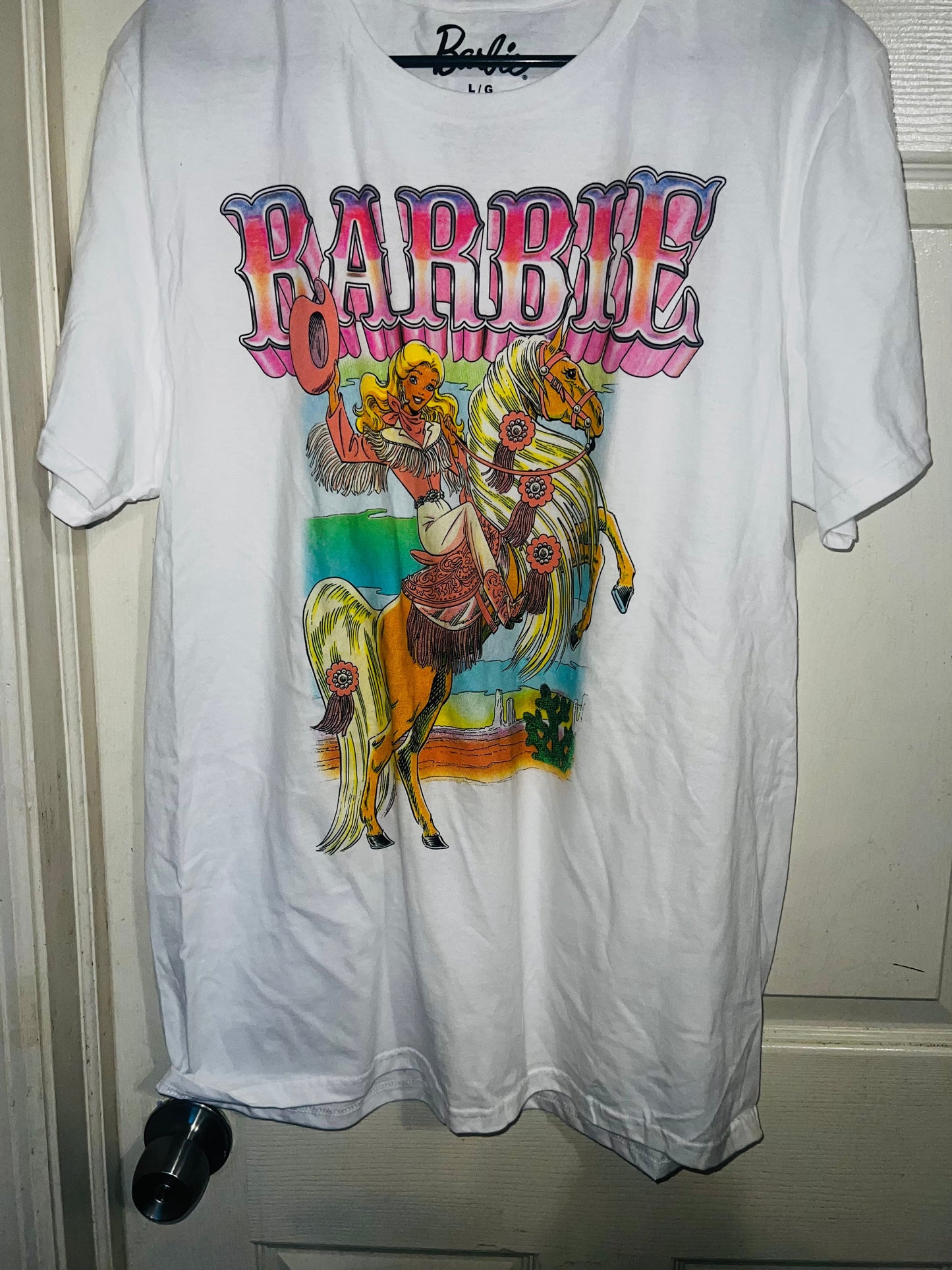 Barbie Cowgirl Oversized Distressed Tee