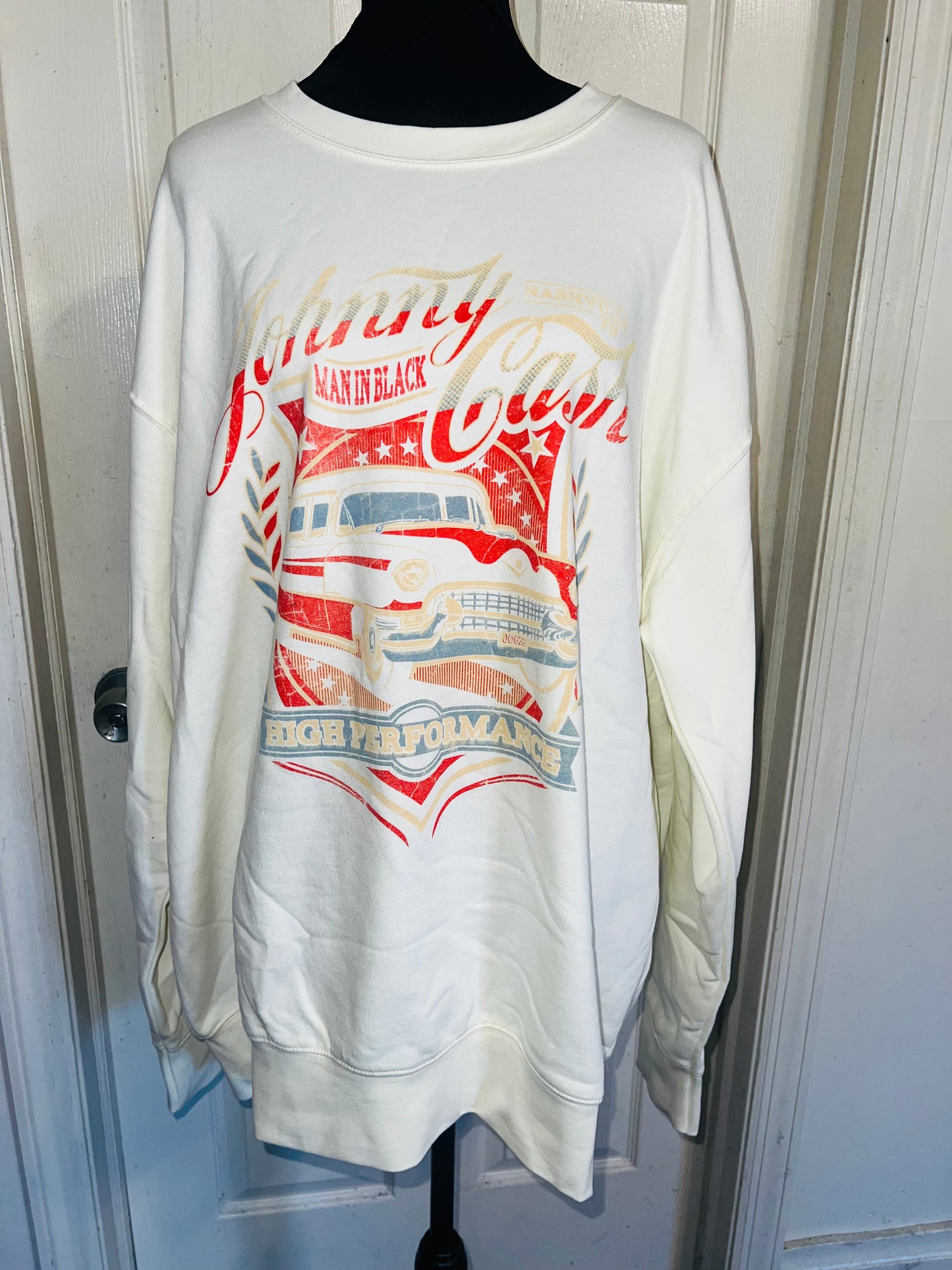 Johnny Cash Oversized Distressed Sweatshirt