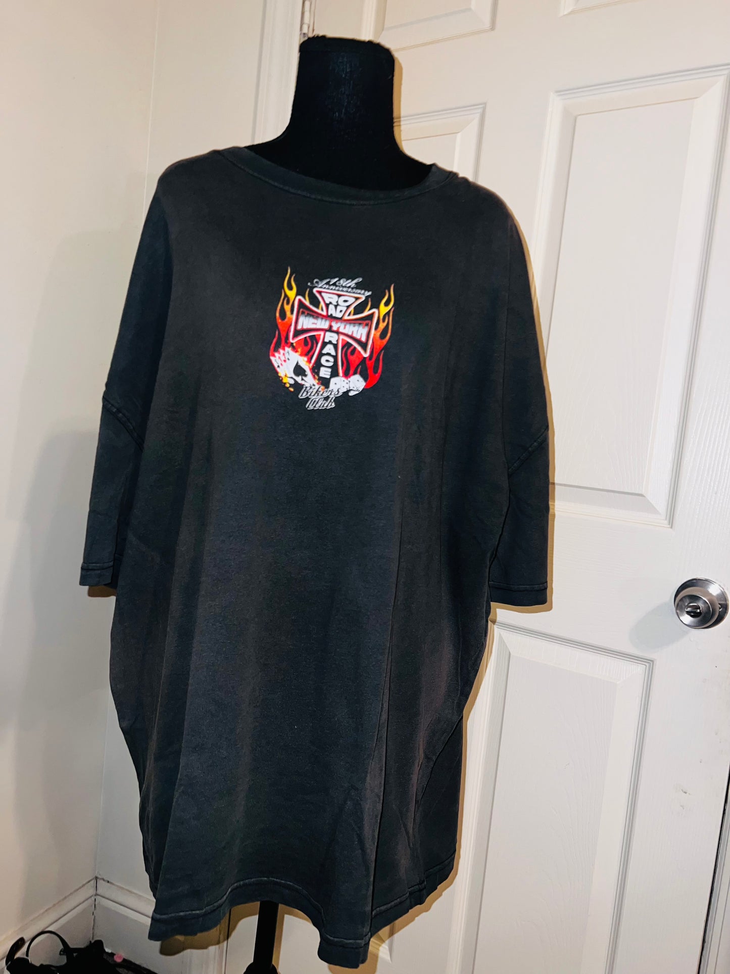 Bikers Club Road Race 18th Anniversary Vintage Oversized Distressed Tee