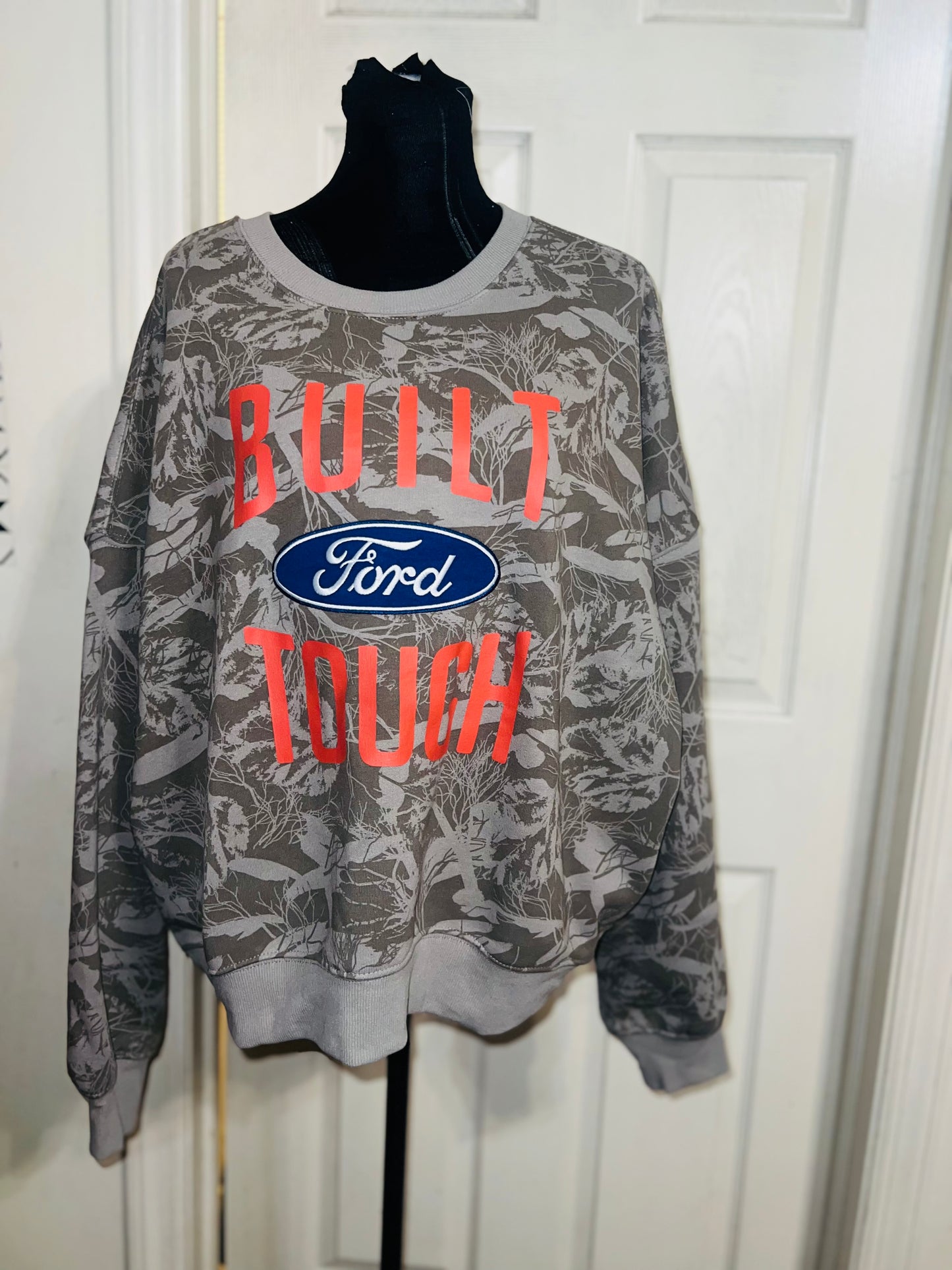 Ford Oversized Distressed Camo Sweatshirt