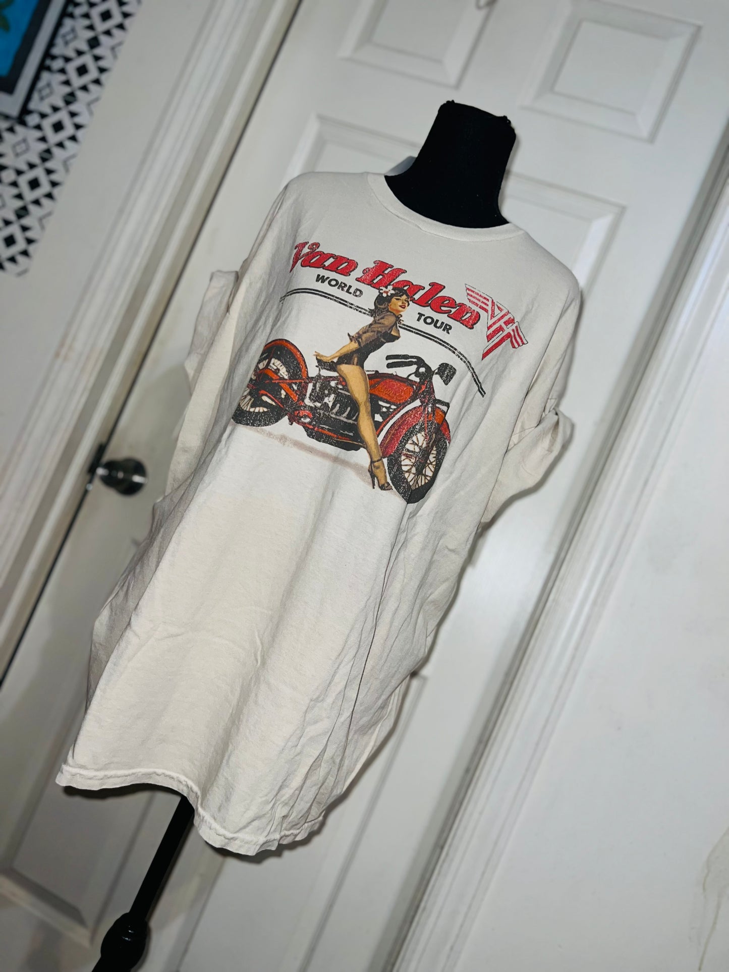 Van Halen Motorcycle Pin Up Oversized Tee