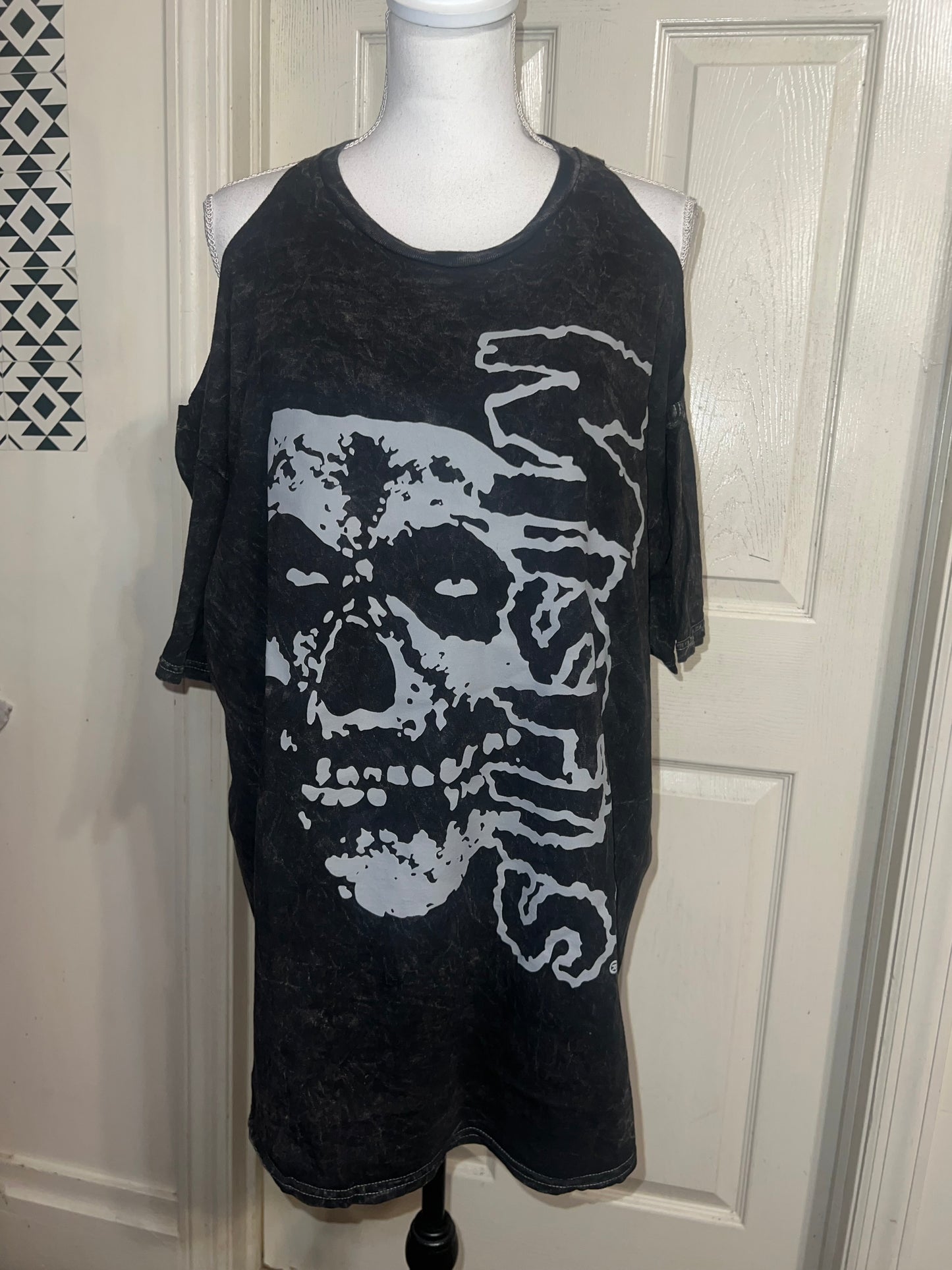Misfits Shoulder Cut Out Oversized Distressed Tee