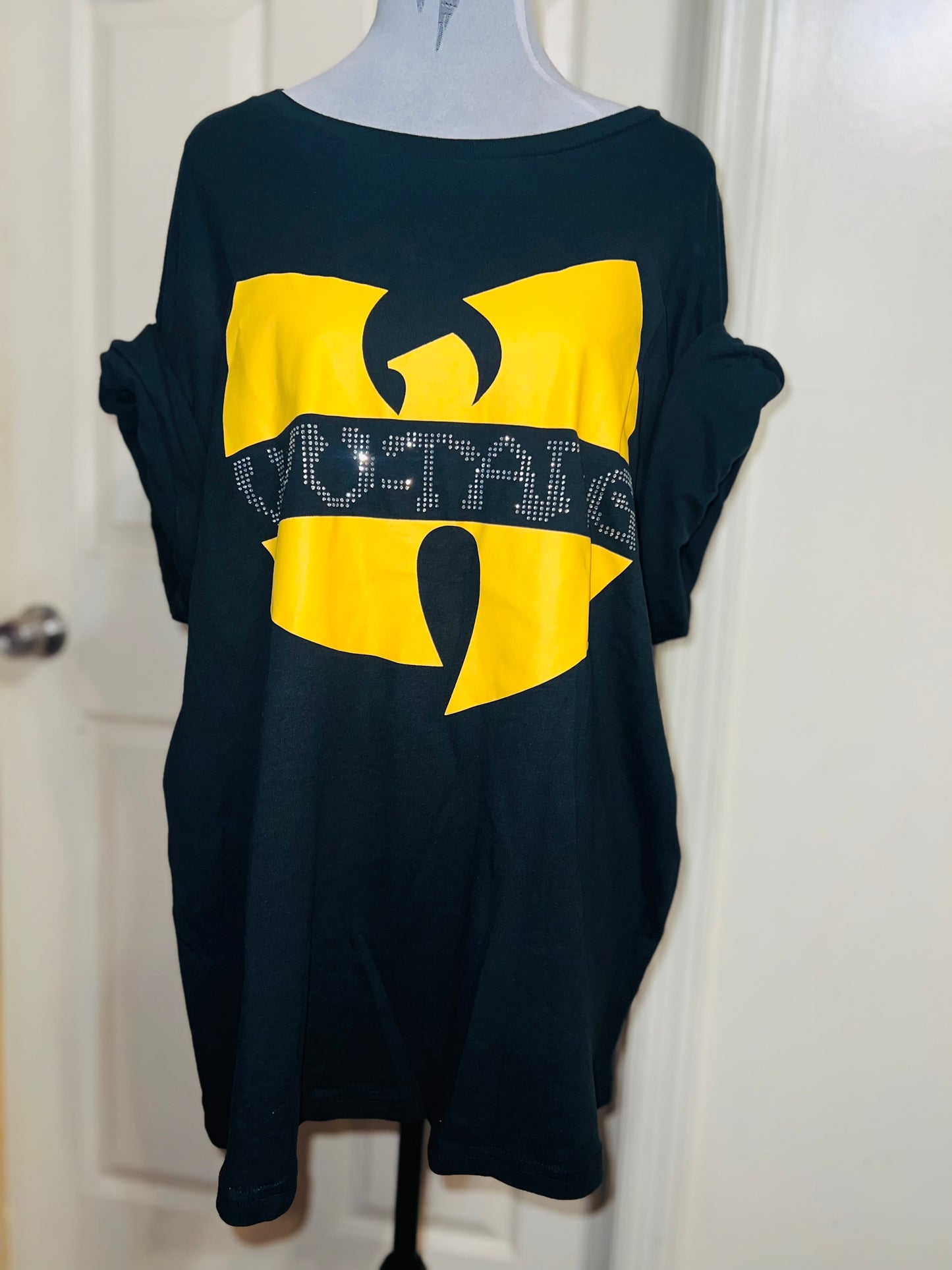 Wu-Tang Clan Rhinestone Oversized Distressed Tee