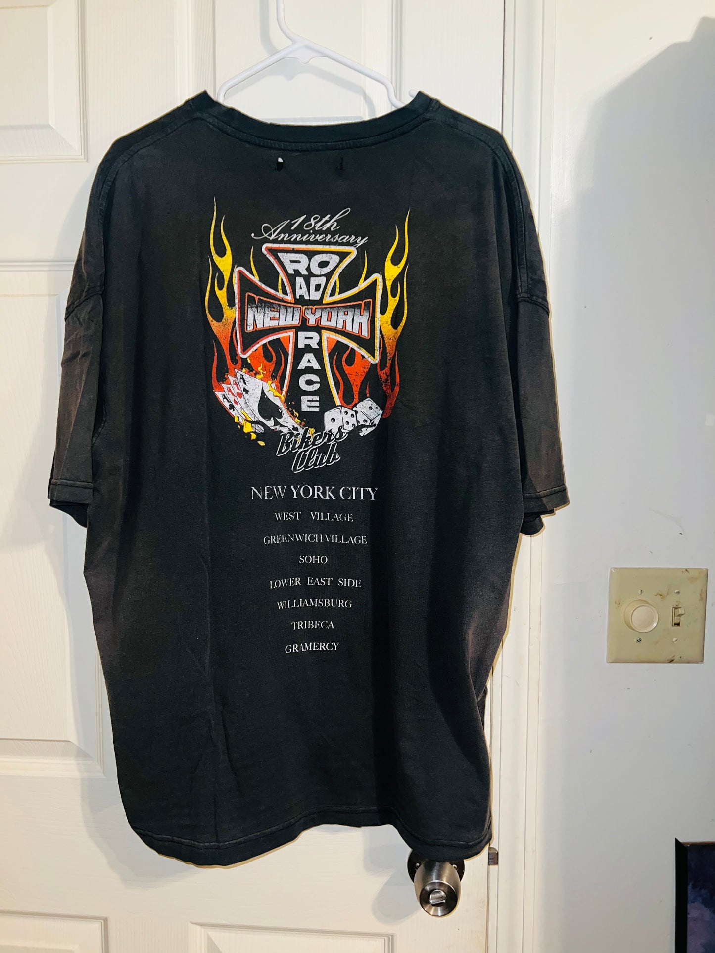 Bikers Club Road Race 18th Anniversary Vintage Oversized Distressed Tee
